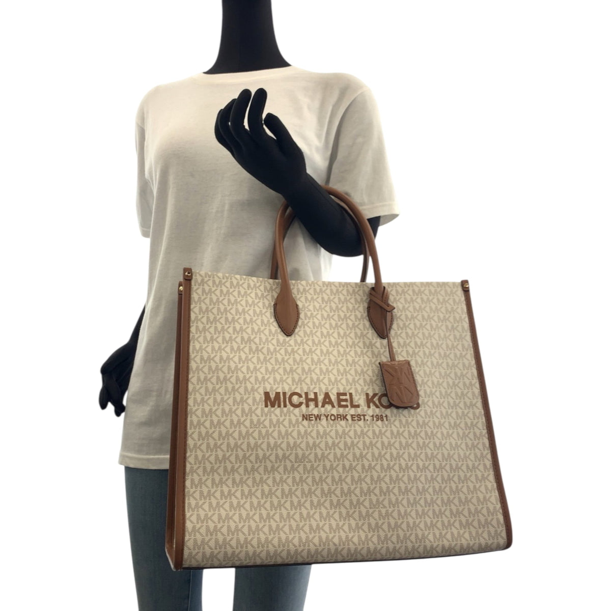 Michael Kors Brown White Pvc Shoulder Bag Tote Bag (Pre-Owned)