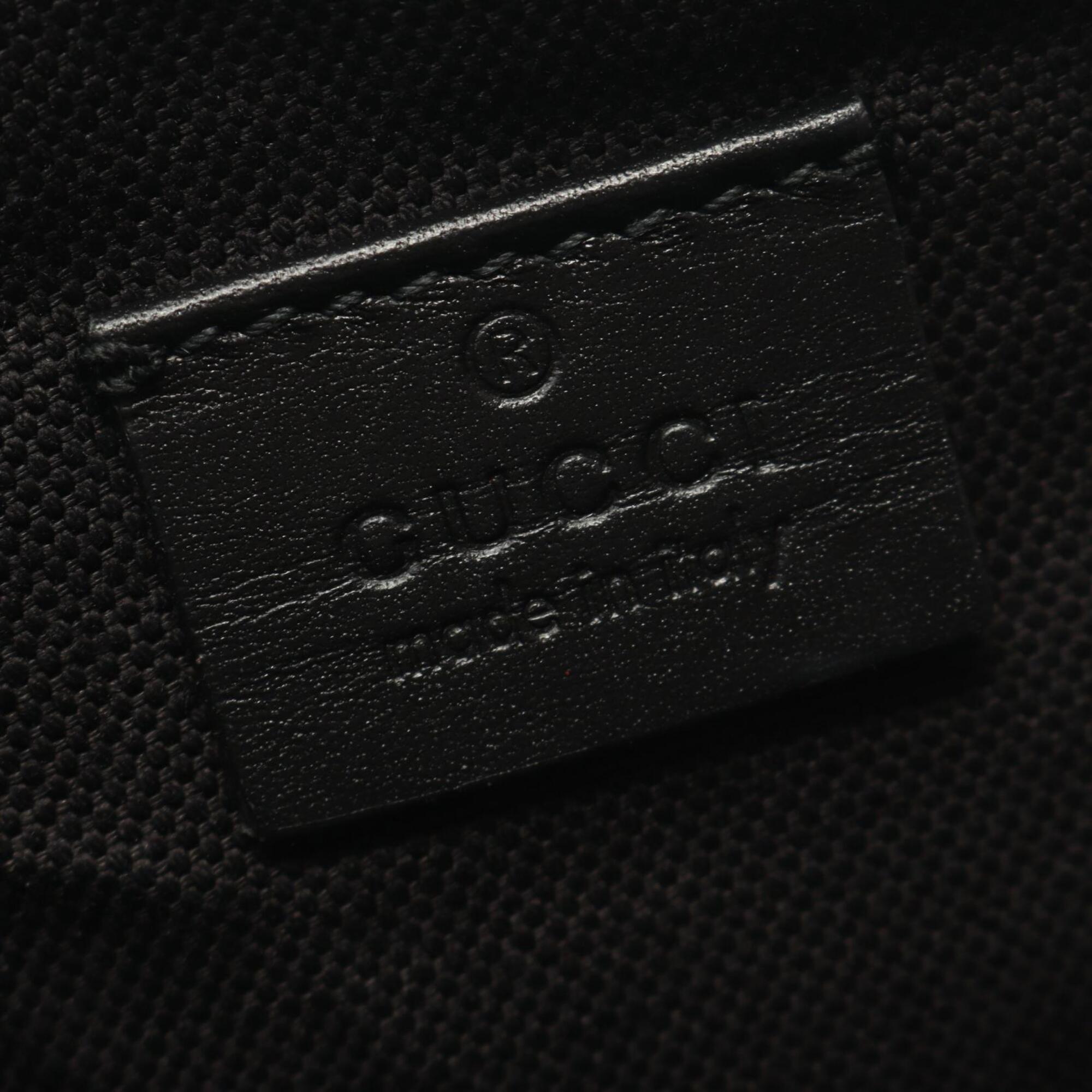 Gucci Black Canvas Leather Handbag Pouch Tote Bag (Pre-Owned)