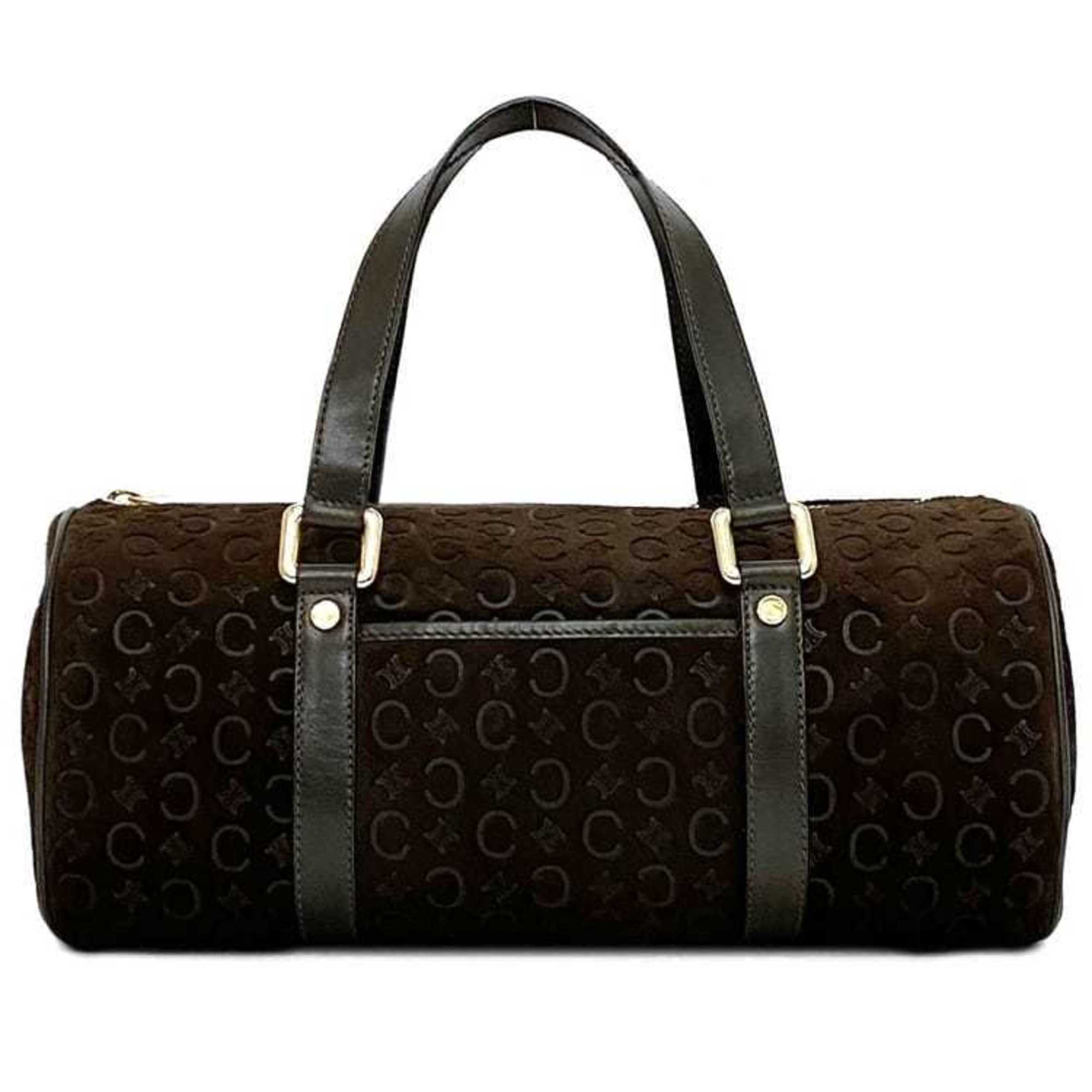 Celine Brown Suede Leather Boston Bag Handbag (Pre-Owned)