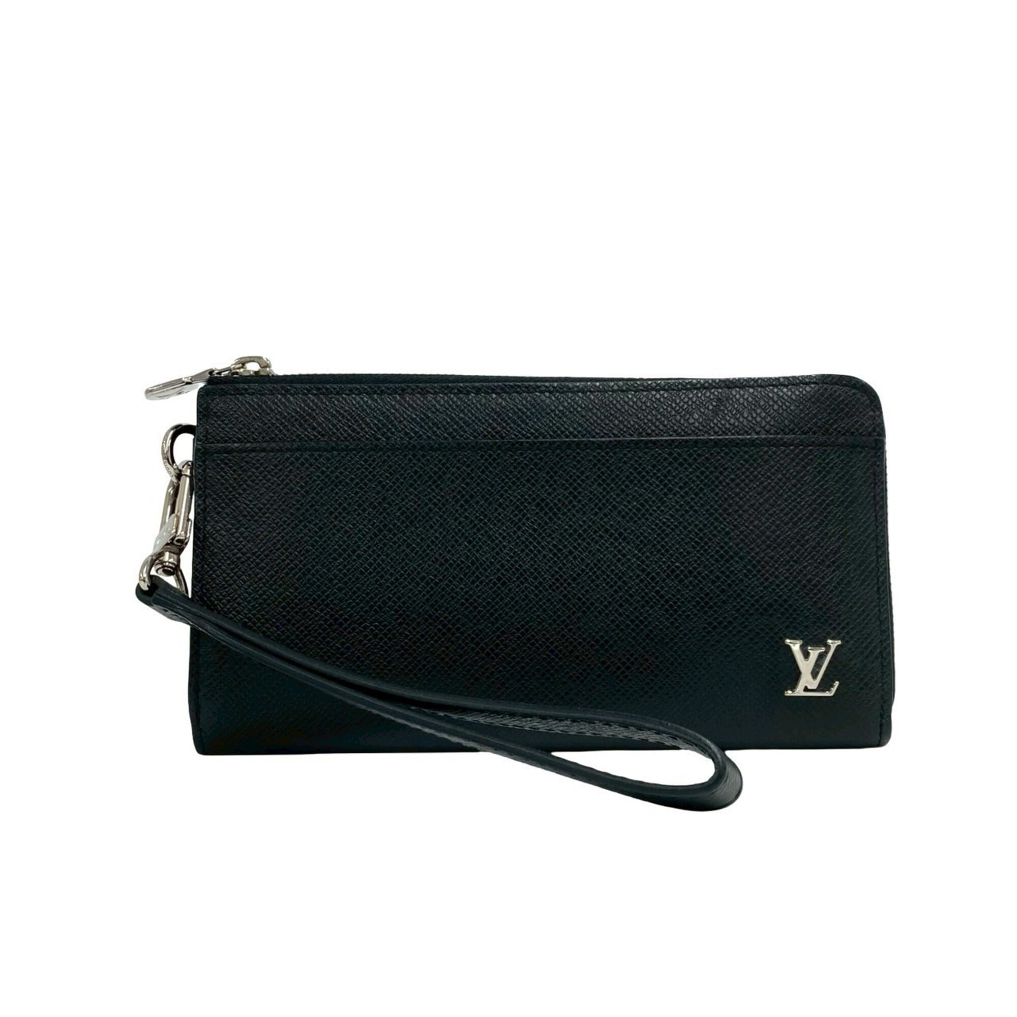 Louis Vuitton Black Leather Long Wallet (Bi-Fold) (Pre-Owned)