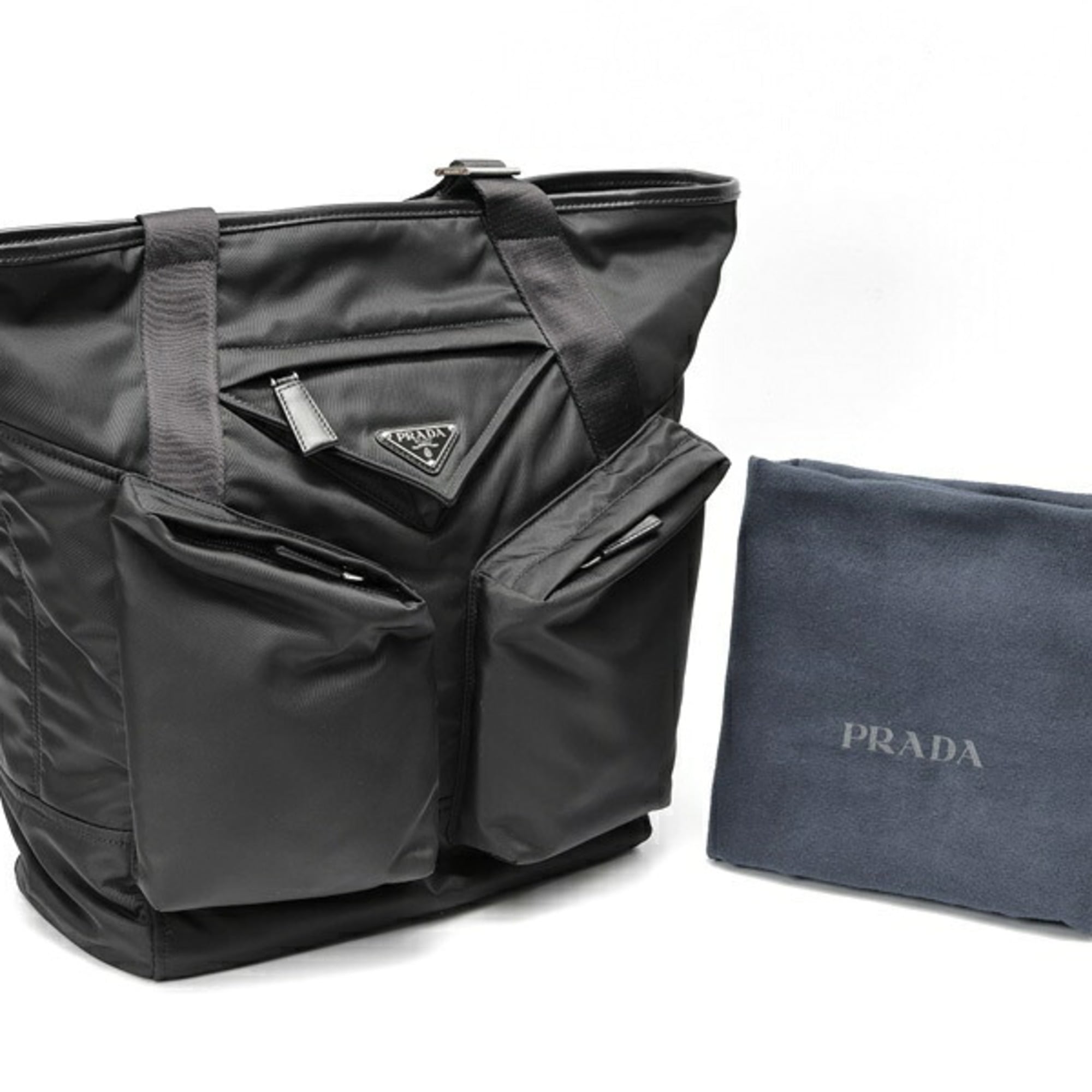 Prada Black Nylon Leather Tote Bag (Pre-Owned)