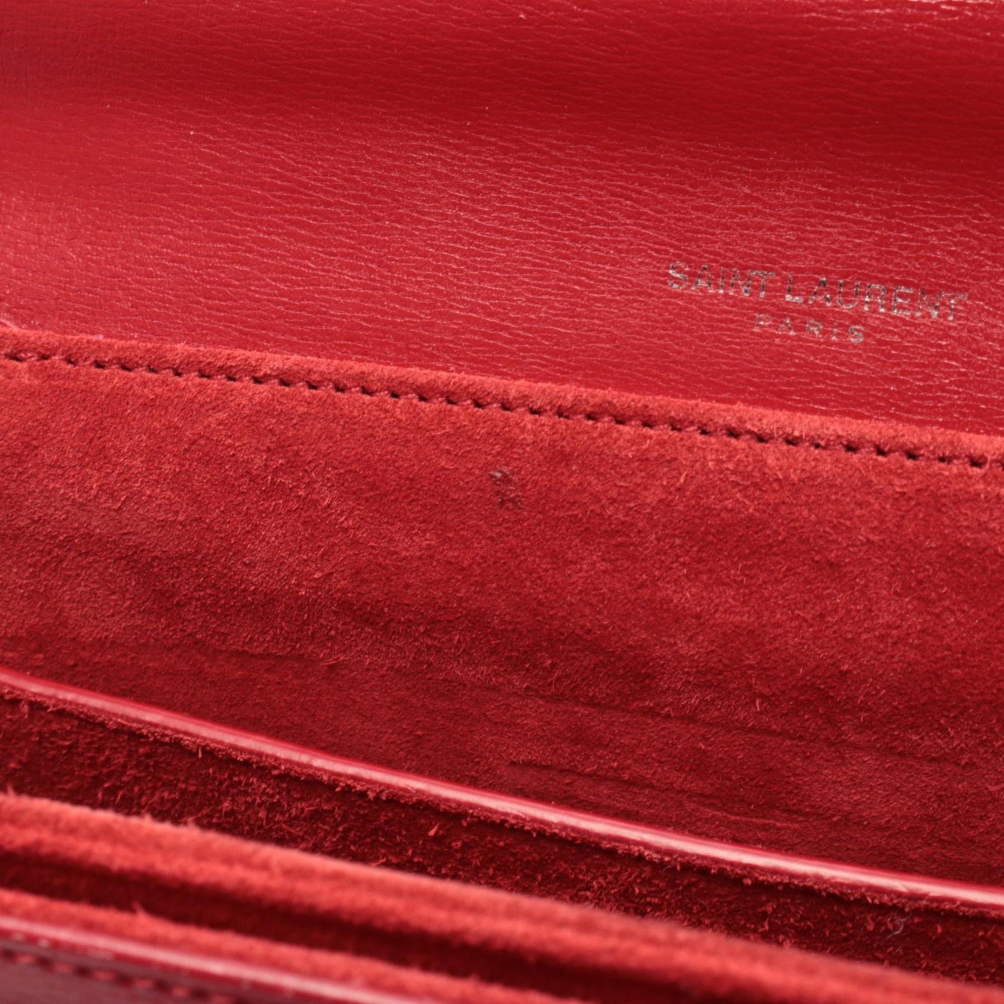 Yves Saint Laurent Red Color Leather Handbag Shoulder Bag (Pre-Owned)