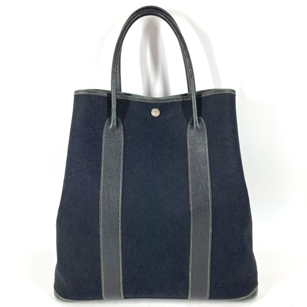 Hermes Black Canvas Leather Shoulder Bag Tote Bag (Pre-Owned)