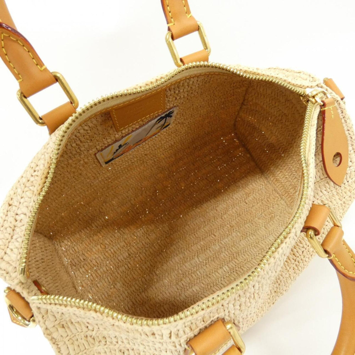 Louis Vuitton Beige Natural Raffia Boston Bag (Pre-Owned)