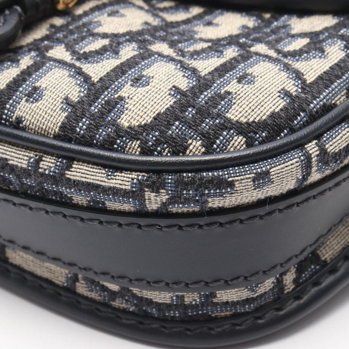 Christian Dior Beige Navy Canvas Leather Handbag Shoulder Bag (Pre-Owned)