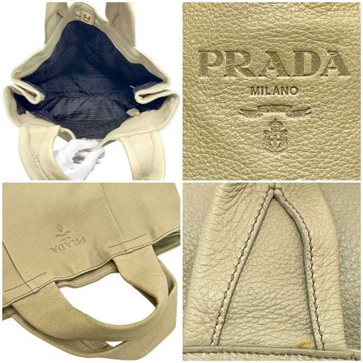 Prada Beige Leather Tote Bag (Pre-Owned)