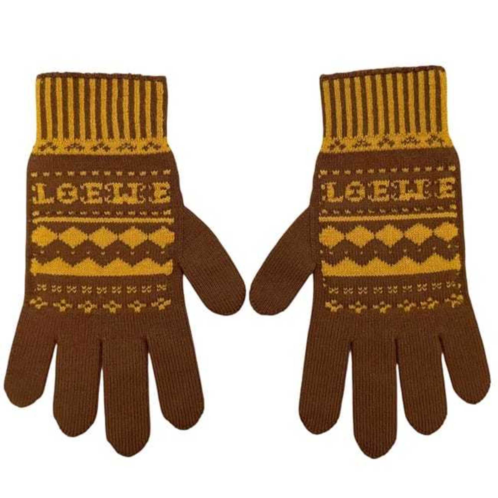Loewe Brown Yellow Wool Nylon Polyester Short Gloves (Pre-Owned)