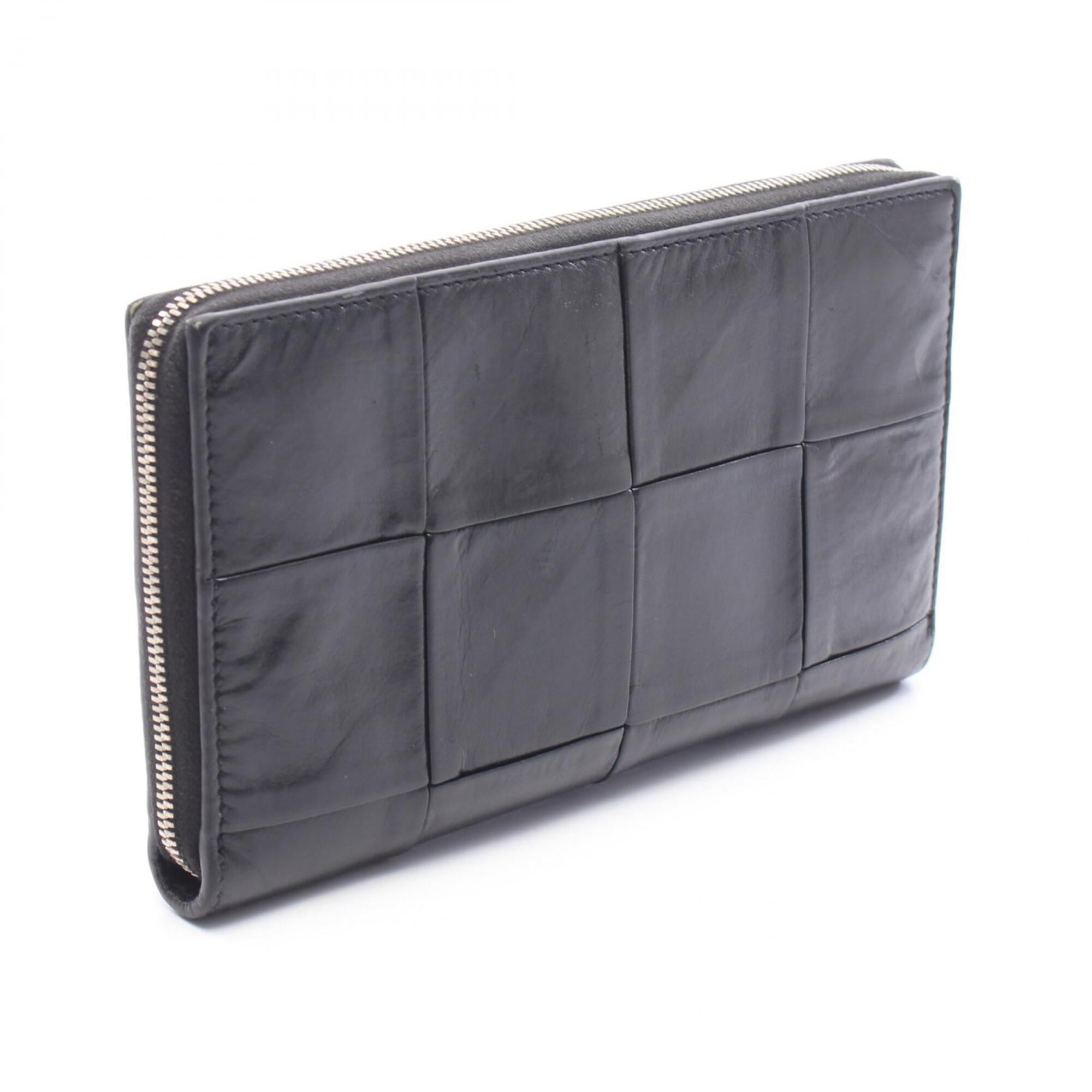 Bottega Veneta Black Intrecciato Long Wallet (Bi-Fold) (Pre-Owned)