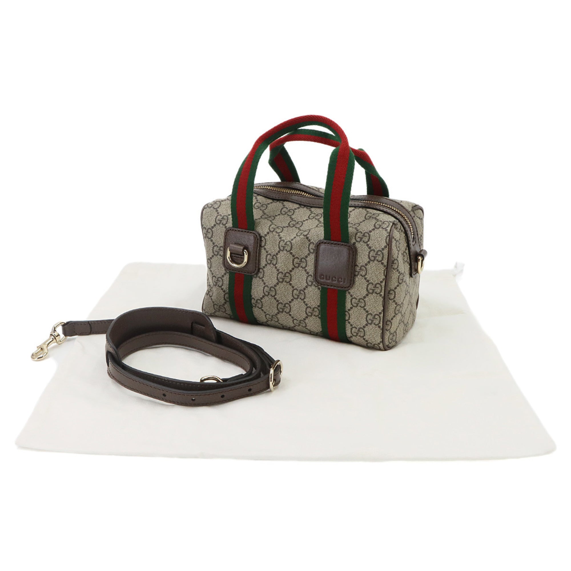 Gucci Beige Brown Gg Supreme Leather Handbag (Pre-Owned)