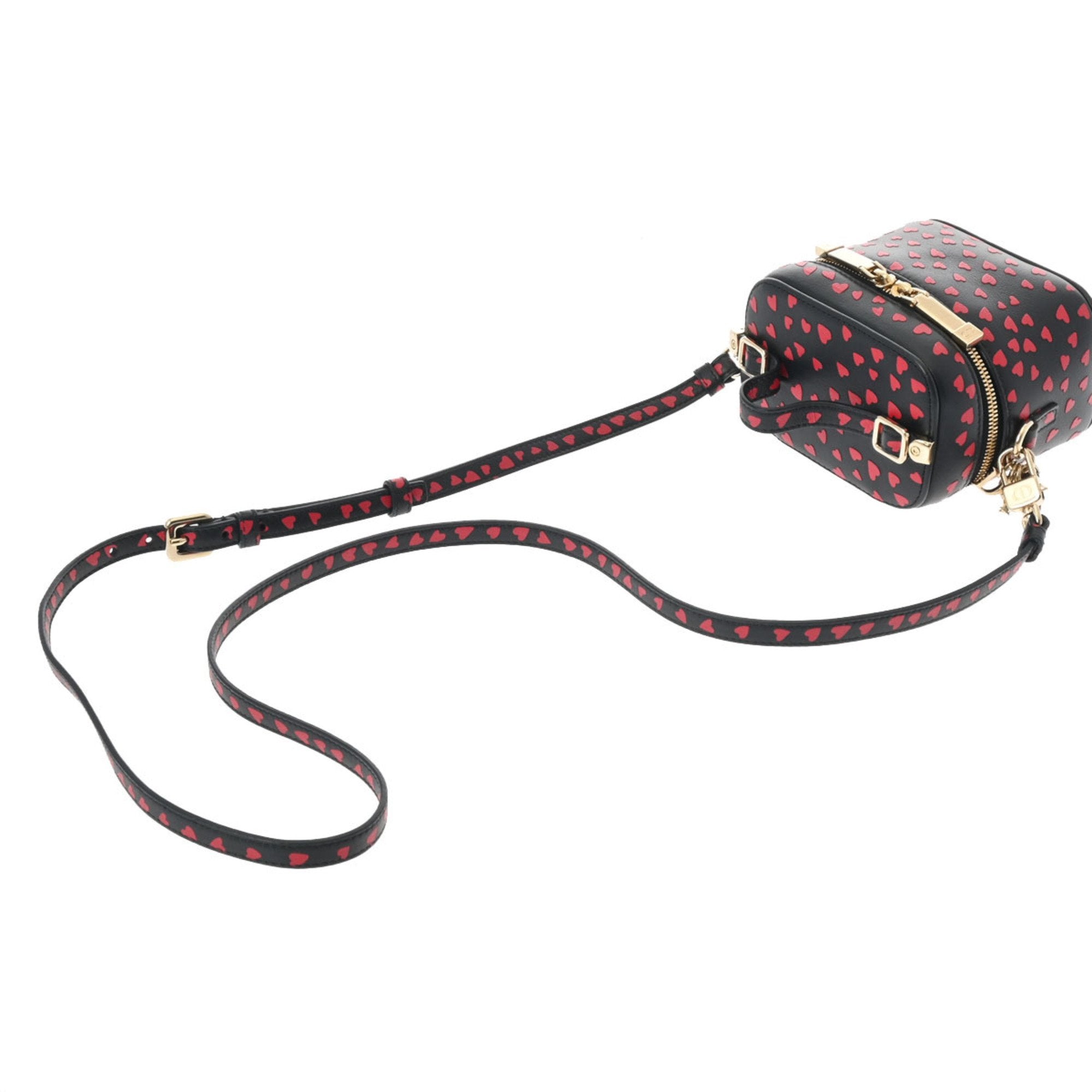 Christian Dior Lady Dior Navy Red Color Leather Handbag (Pre-Owned)
