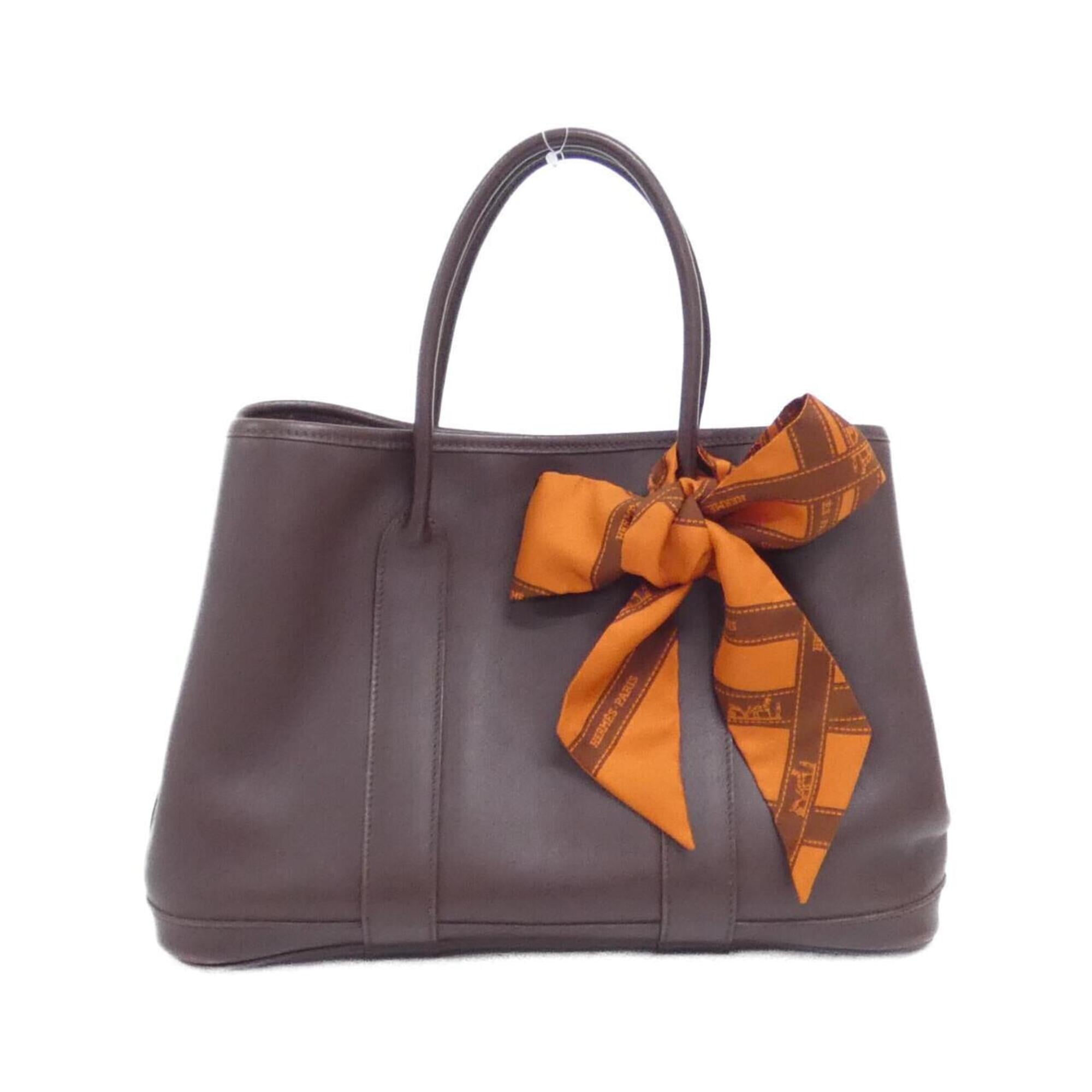 Hermes Havane Swift Leather Silk Handbag (Pre-Owned)