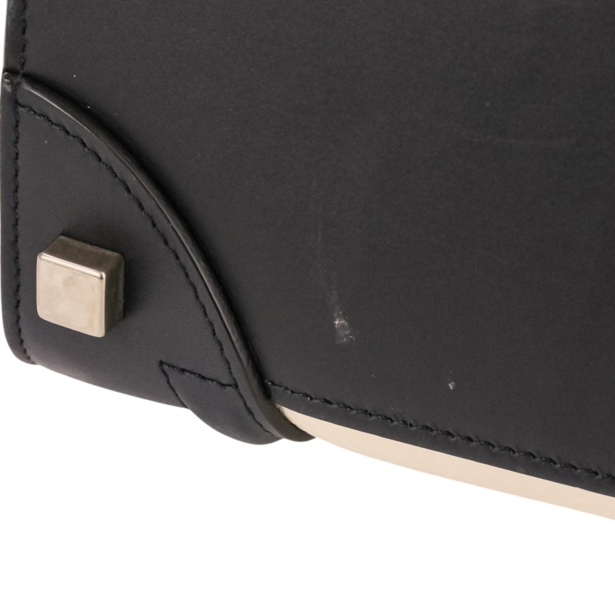 Celine Beige Black White Leather Handbag Tote Bag (Pre-Owned)
