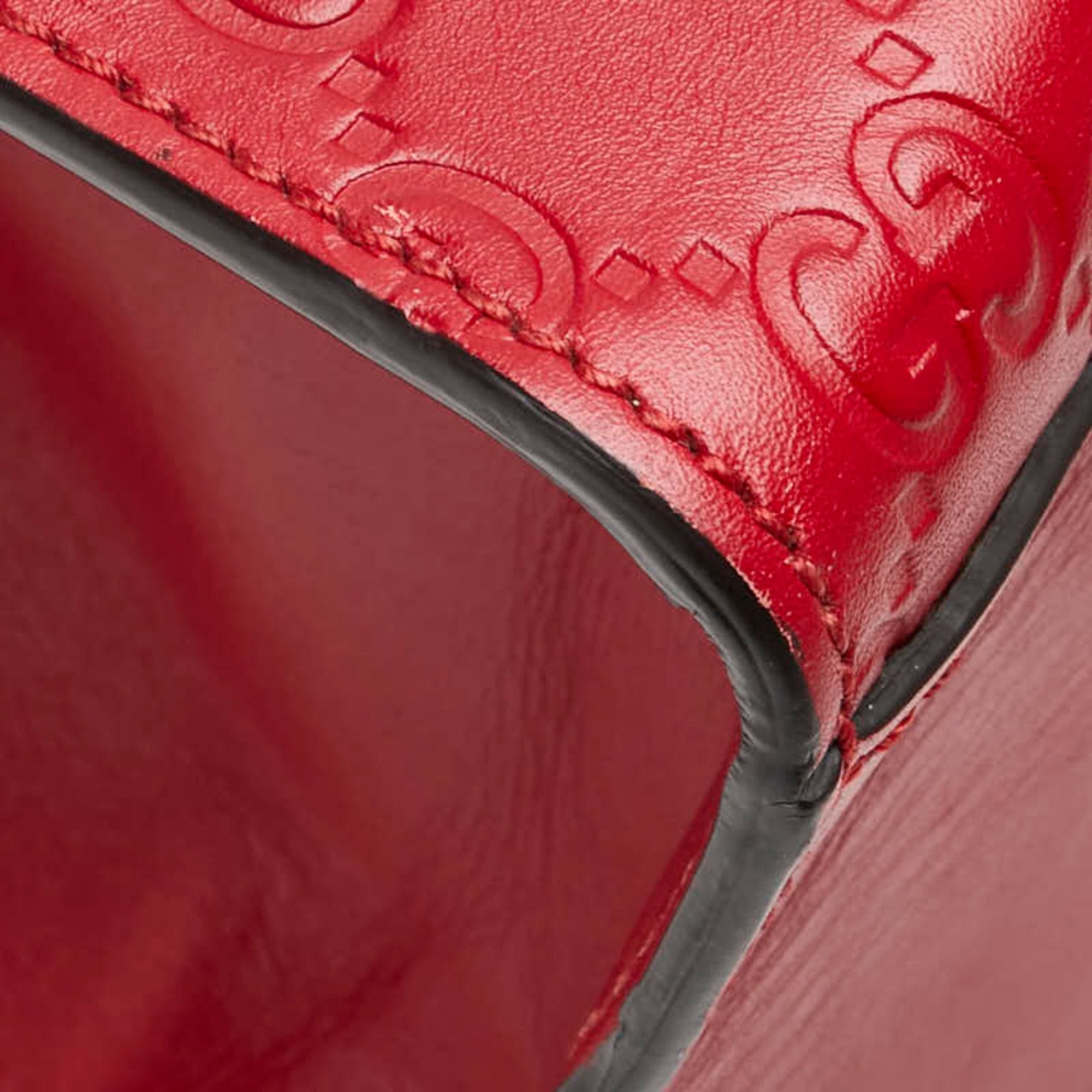 Gucci Padlock Red Color Leather Shoulder Bag (Pre-Owned)