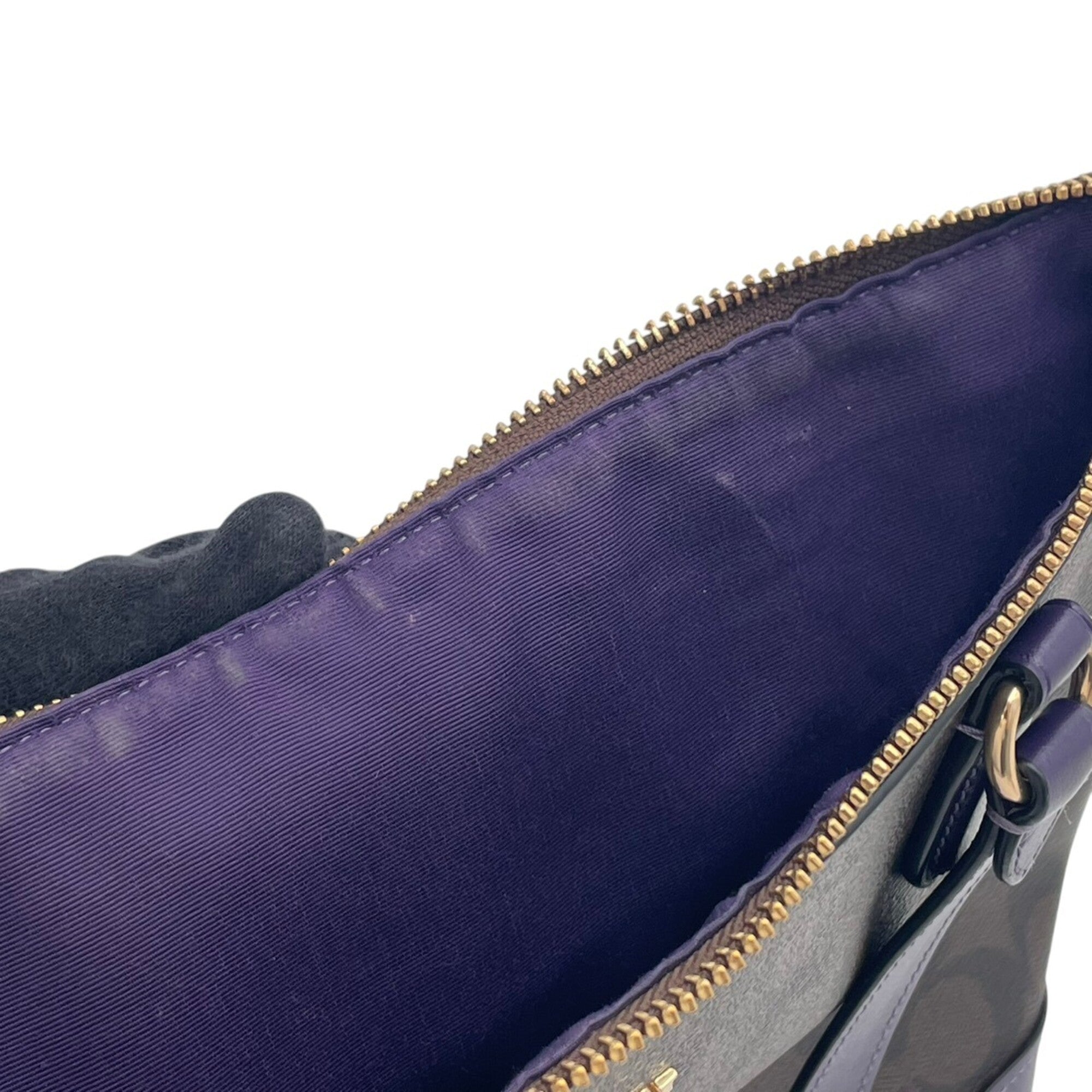 Coach Brown Purple Pvc Leather Handbag Tote Bag (Pre-Owned)