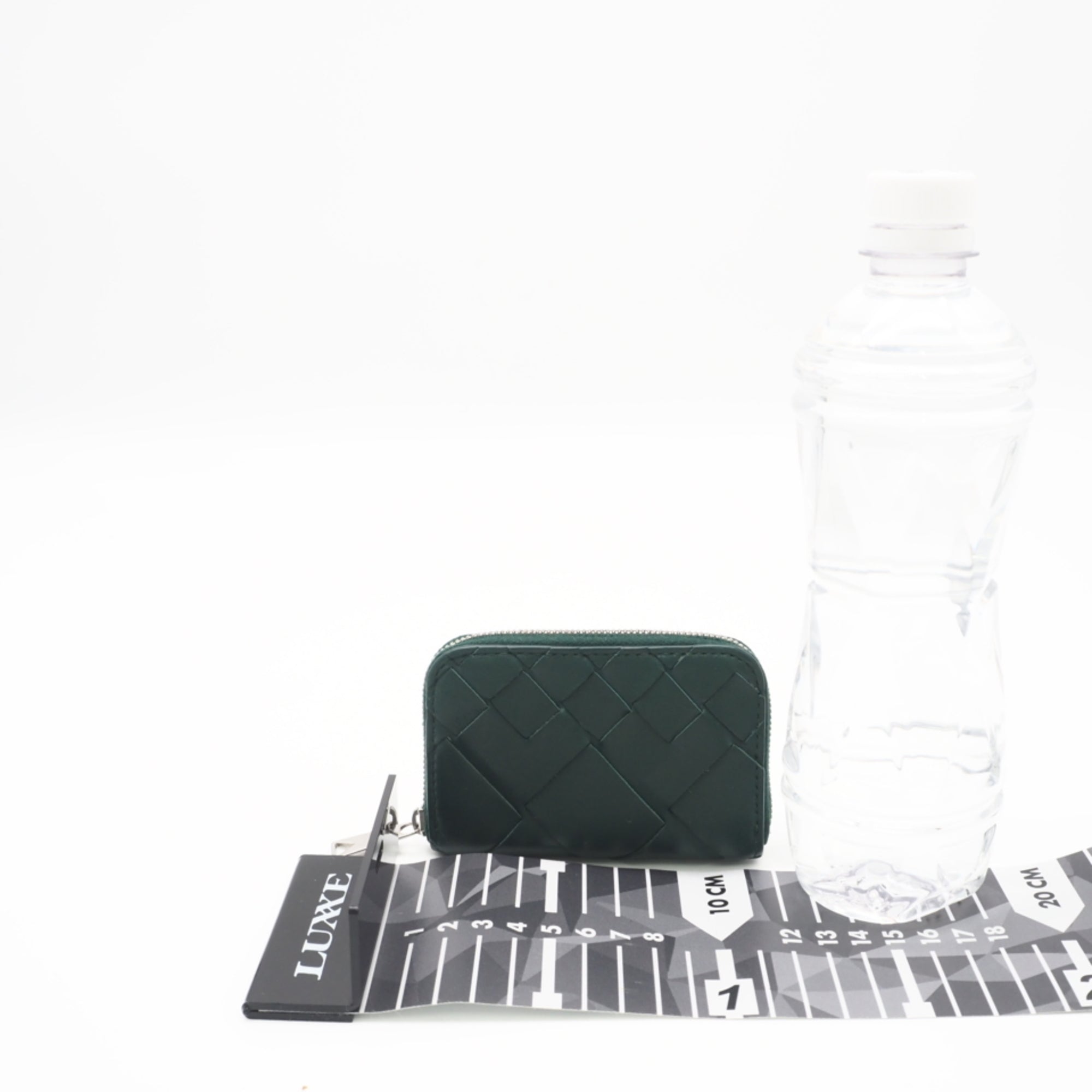 Bottega Veneta Intrecciato Green Leather Coin Purse/Coin Case (Pre-Owned)