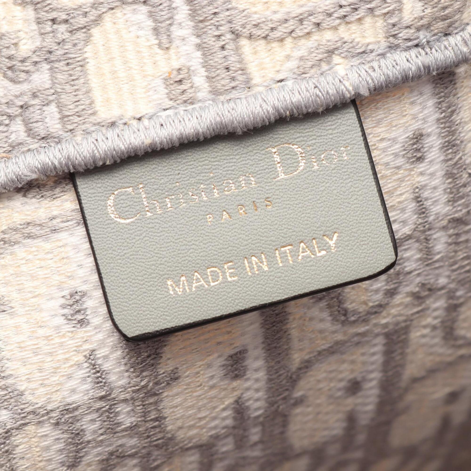 Christian Dior Gray White Canvas Handbag Tote Bag (Pre-Owned)