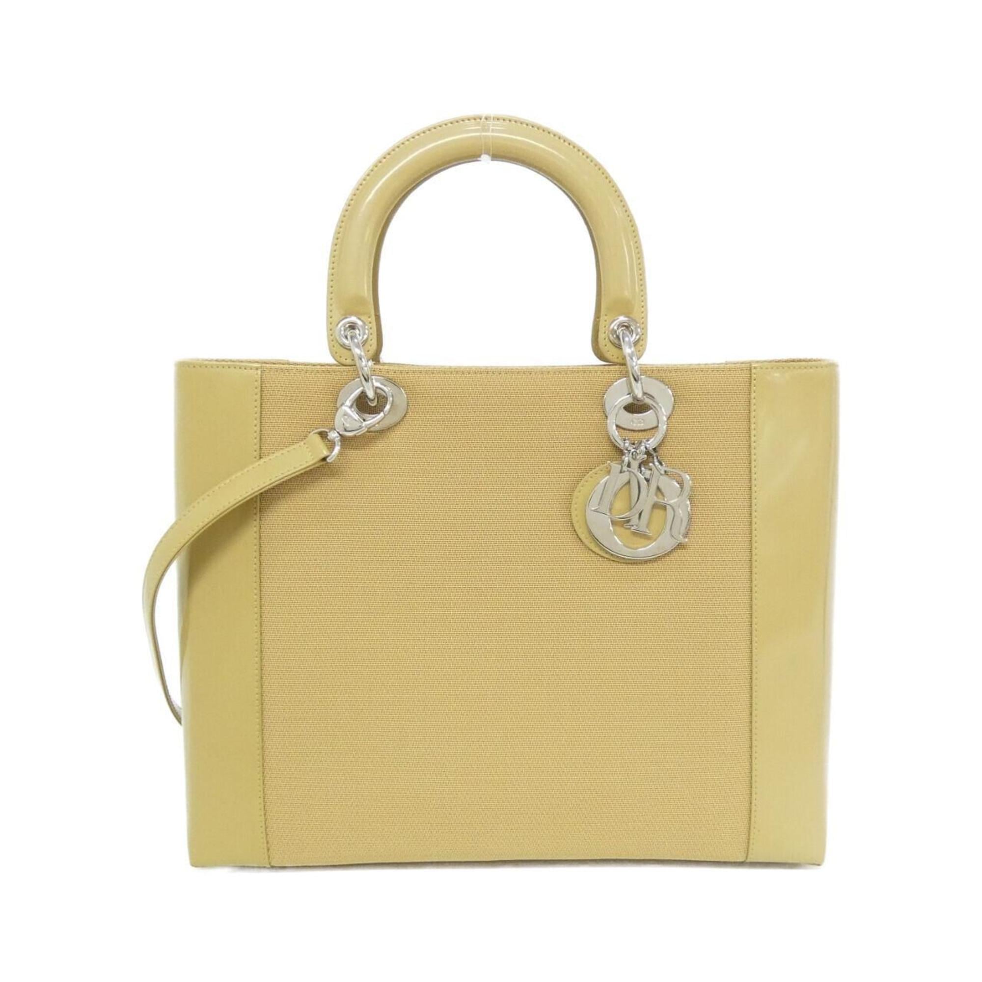 Christian Dior Beige Canvas Leather Handbag (Pre-Owned)