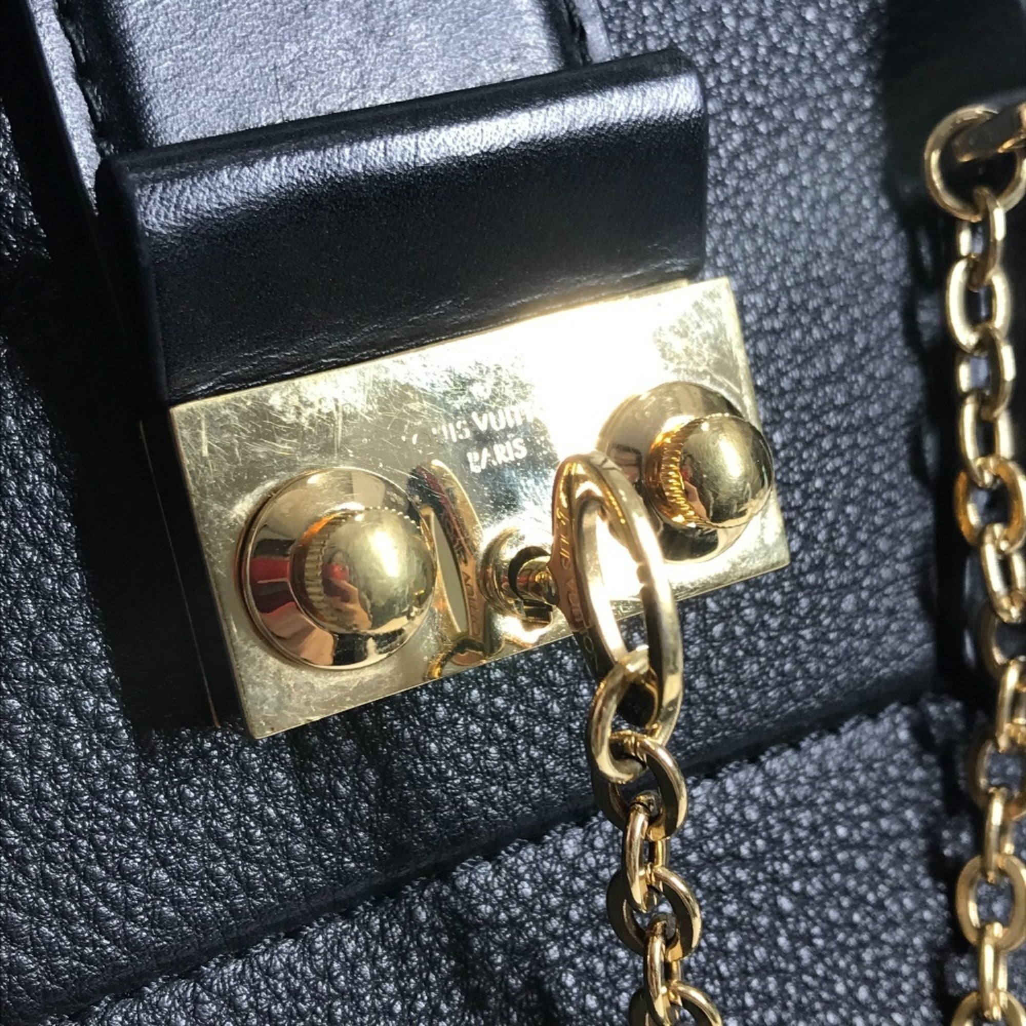 Louis Vuitton Black Noir Leather Handbag Tote Bag (Pre-Owned)