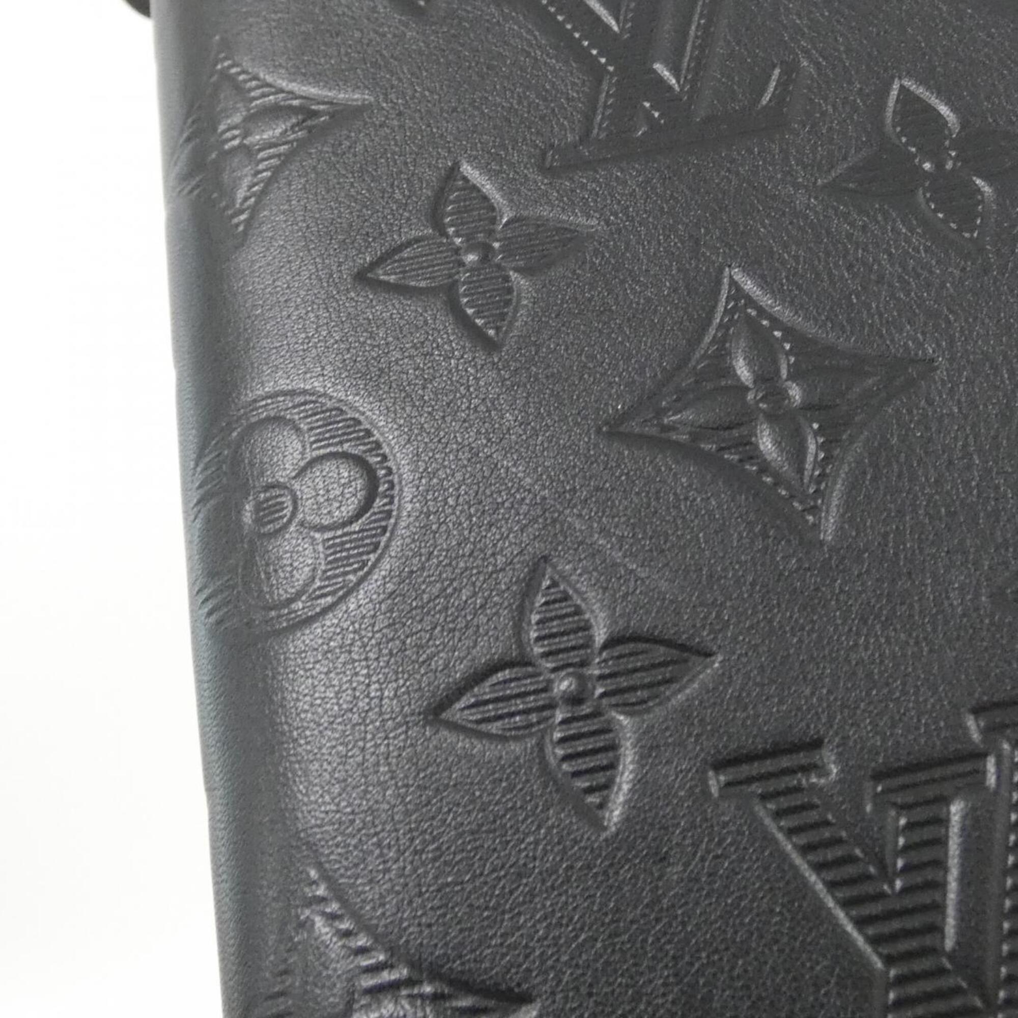 Louis Vuitton Monogram Shadow Black Leather Long Wallet (Bi-Fold) (Pre-Owned)