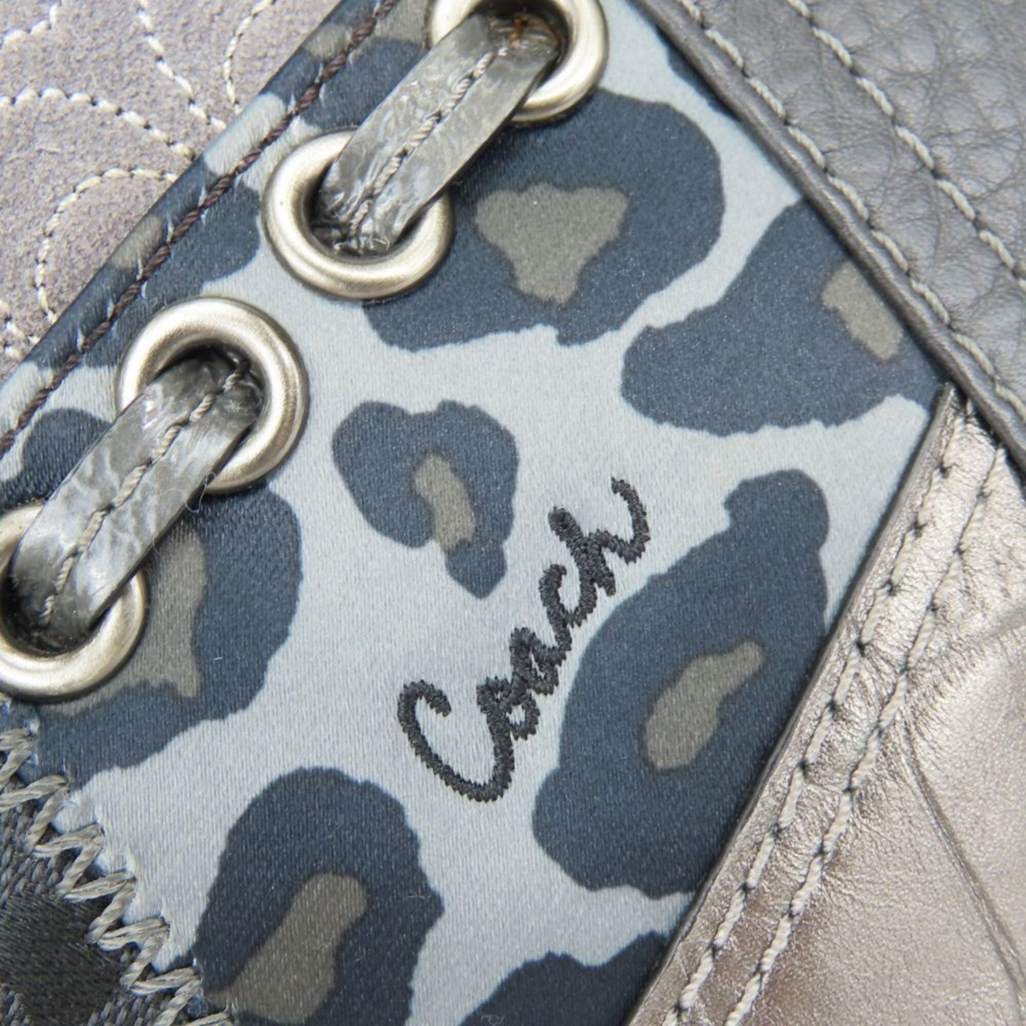 Coach Black Gray Canvas Leather Handbag (Pre-Owned)