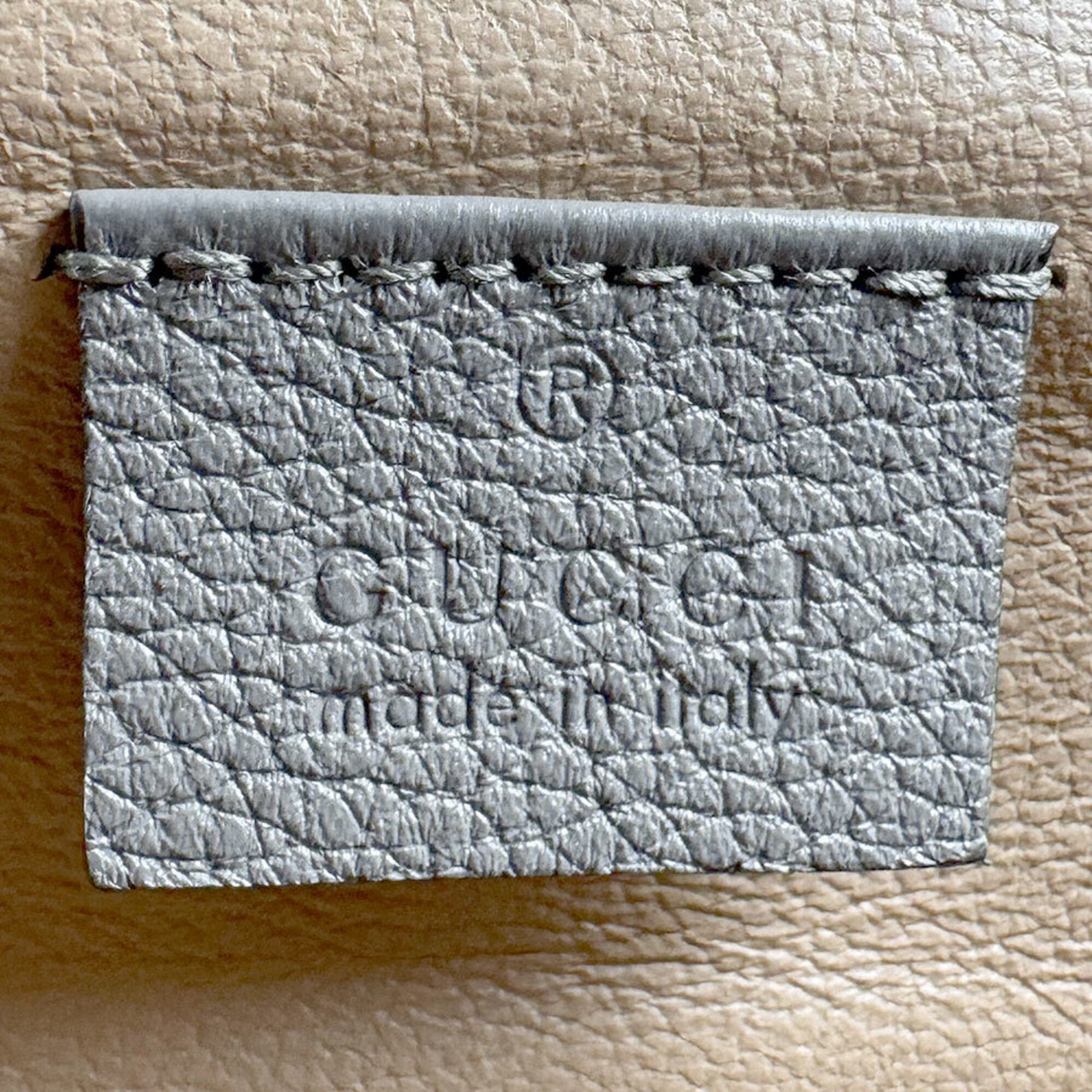 Gucci Gray Leather Handbag Shoulder Bag (Pre-Owned)