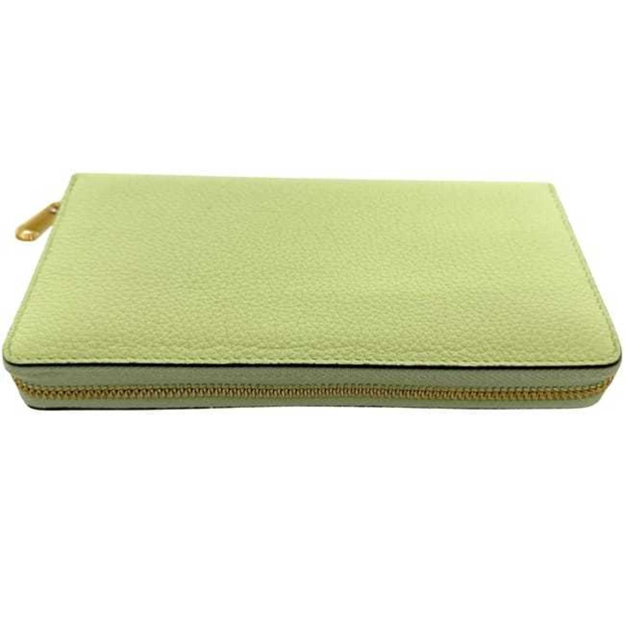 Gucci Light Green Leather Long Wallet (Bi-Fold) (Pre-Owned)