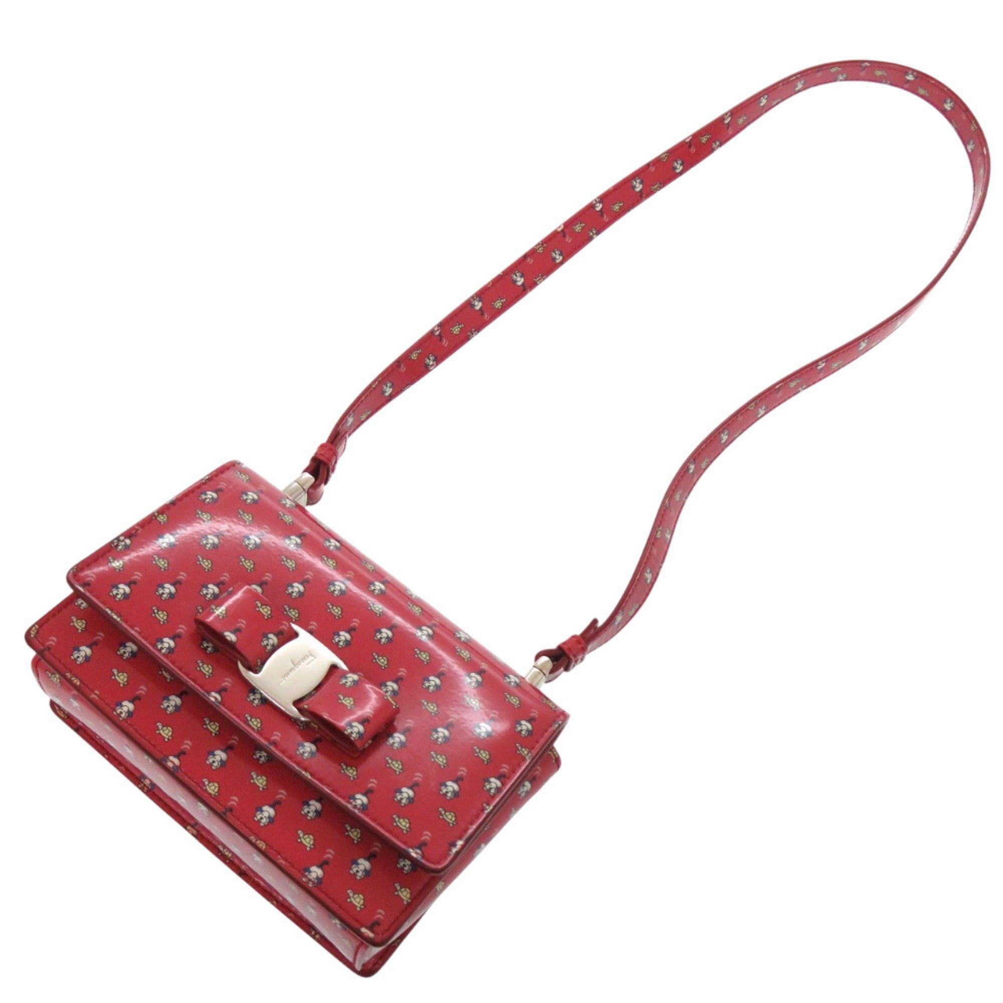 Salvatore Ferragamo Red Color Leather Shoulder Bag (Pre-Owned)