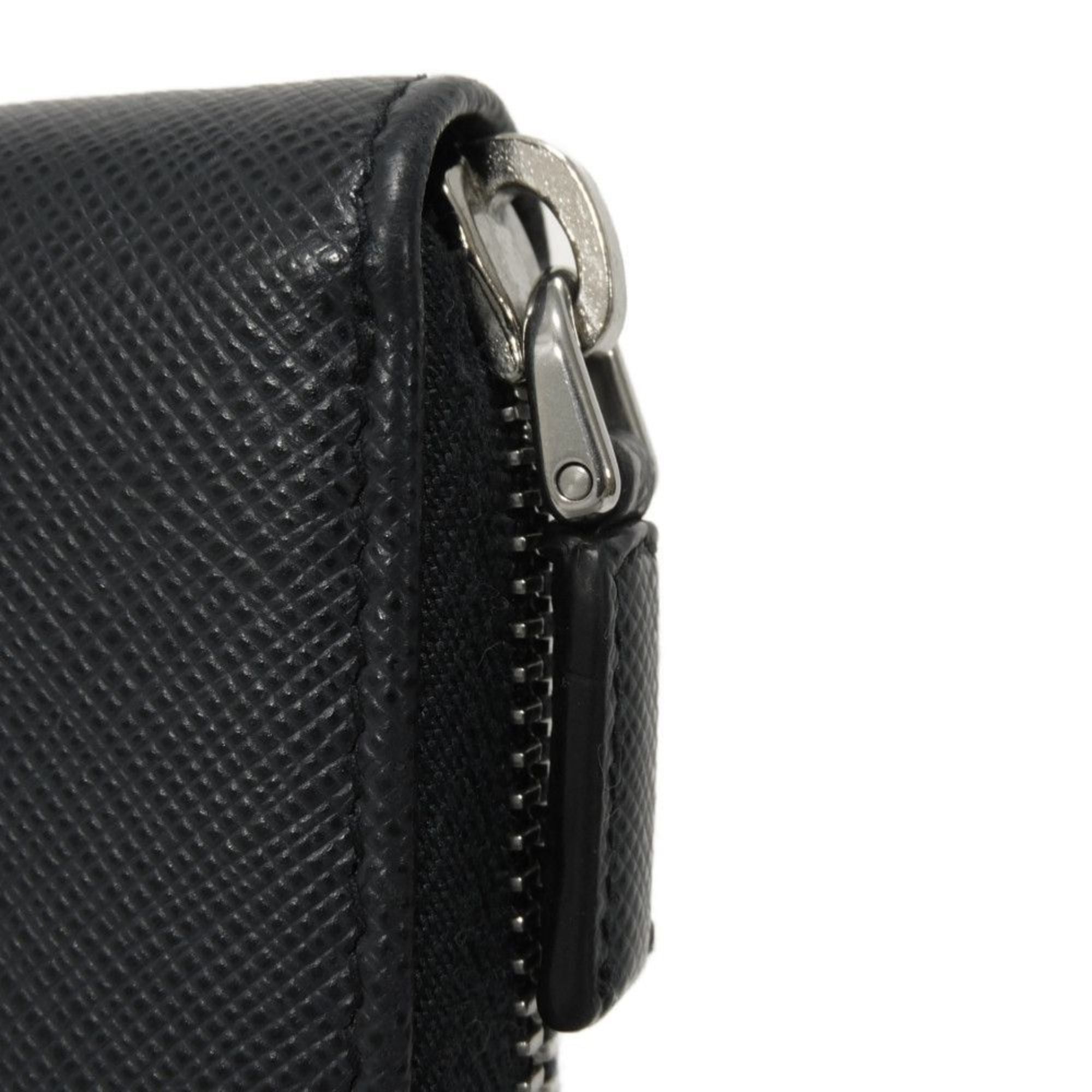 Prada Saffiano Navy Leather Long Wallet (Bi-Fold) (Pre-Owned)