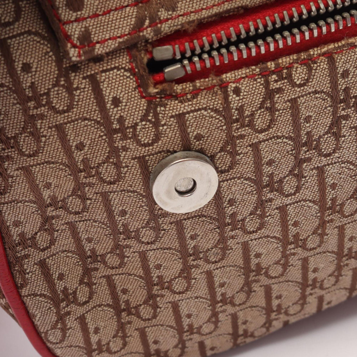 Christian Dior Beige Multi-Color Canvas Leather Handbag Shoulder Bag (Pre-Owned)