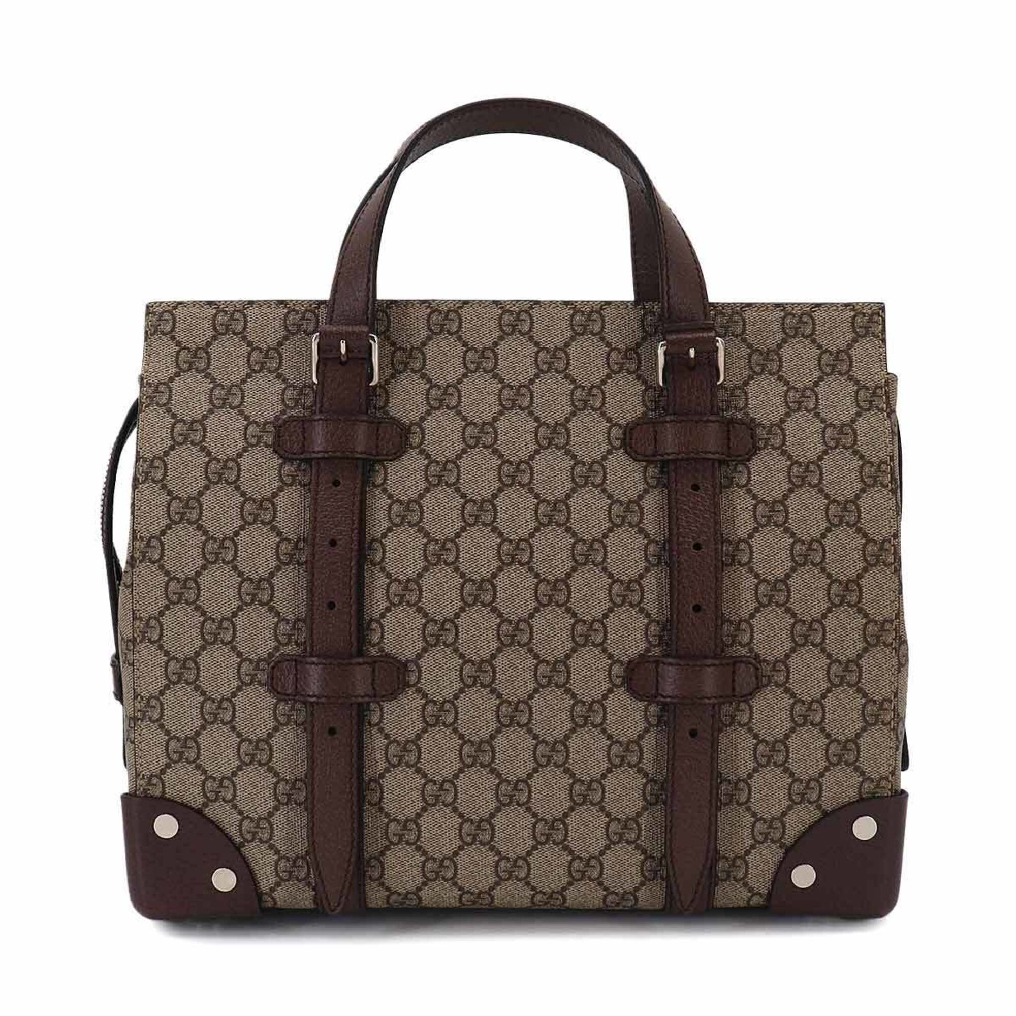 Gucci Beige Brown Gg Supreme Leather Handbag Tote Bag (Pre-Owned)