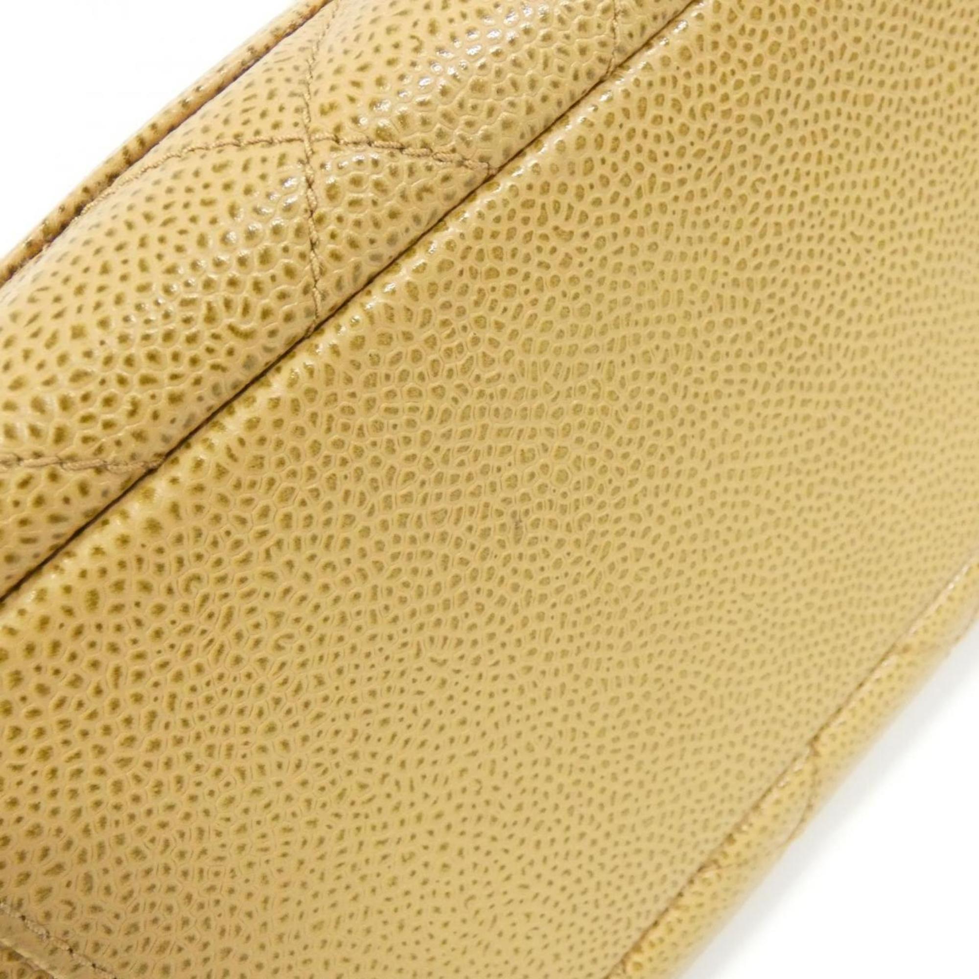Chanel Beige Grained Calfskin Shoulder Bag (Pre-Owned)