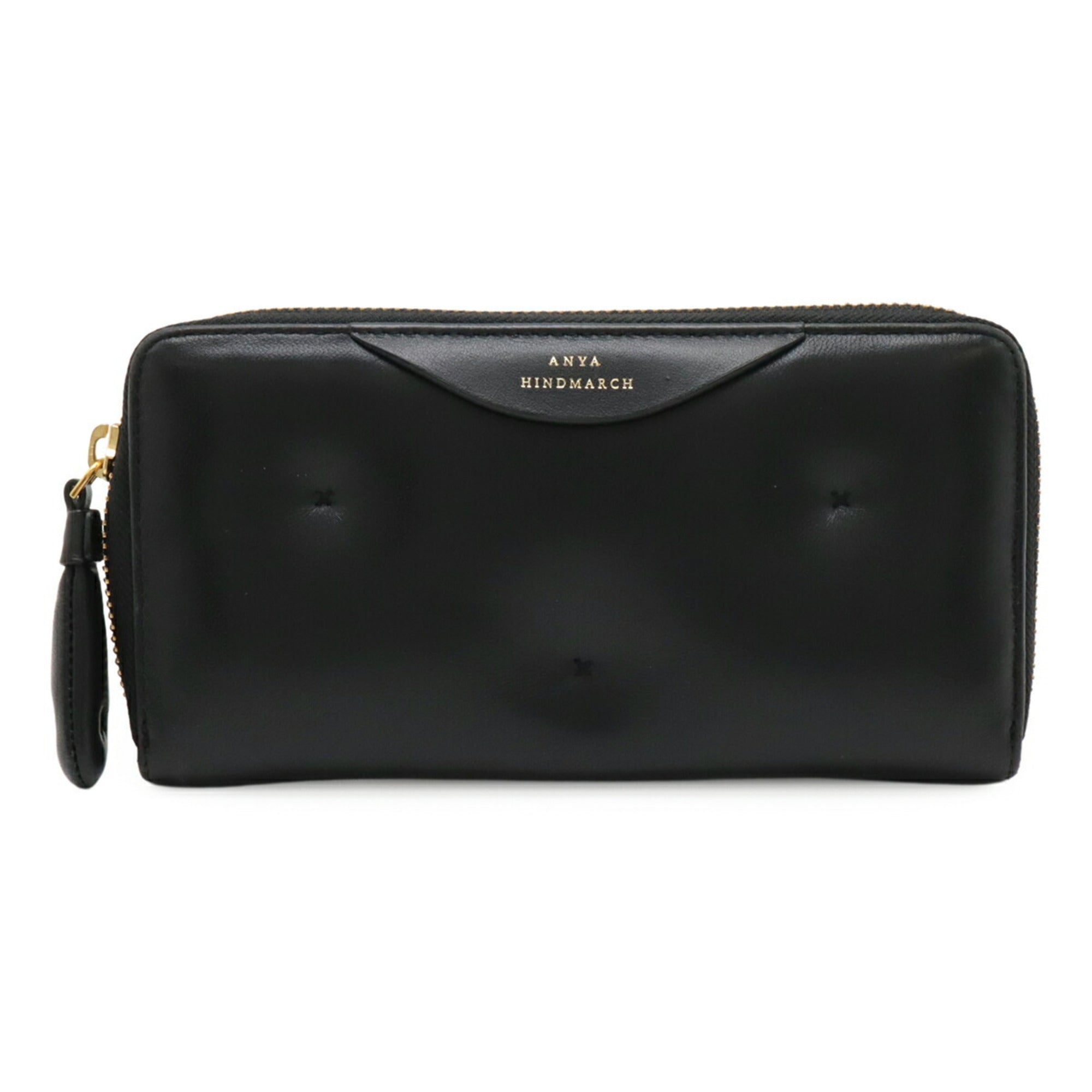 Anya Hindmarch Black Leather Long Wallet (Bi-Fold) (Pre-Owned)