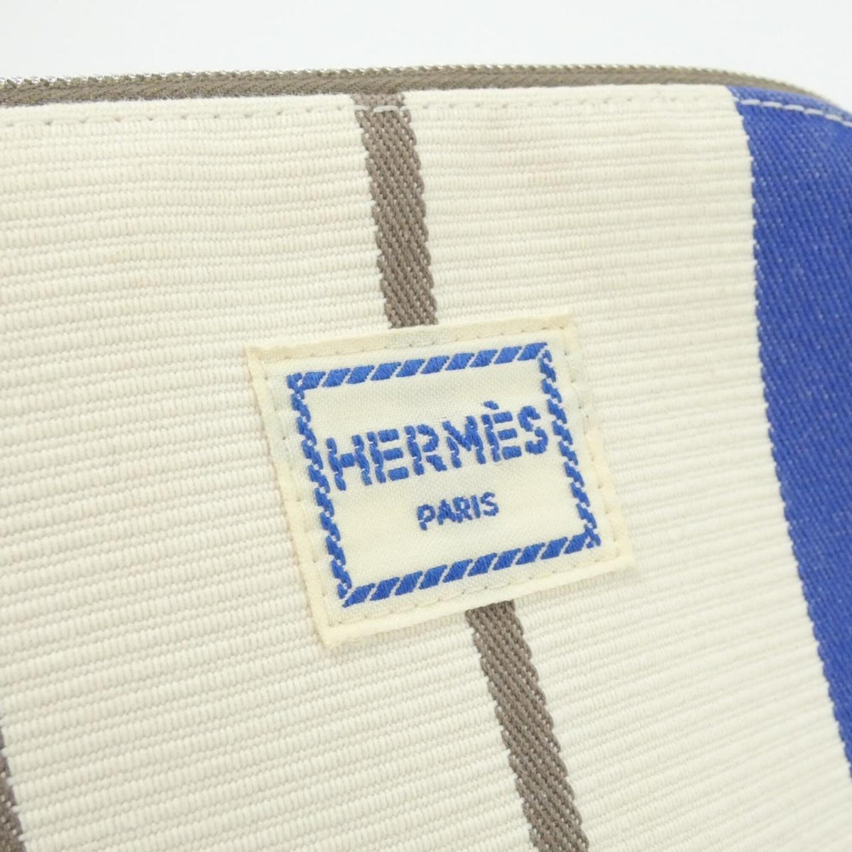 Hermes Azur Etoupe Gray Canvas Handbag Pouch (Pre-Owned)
