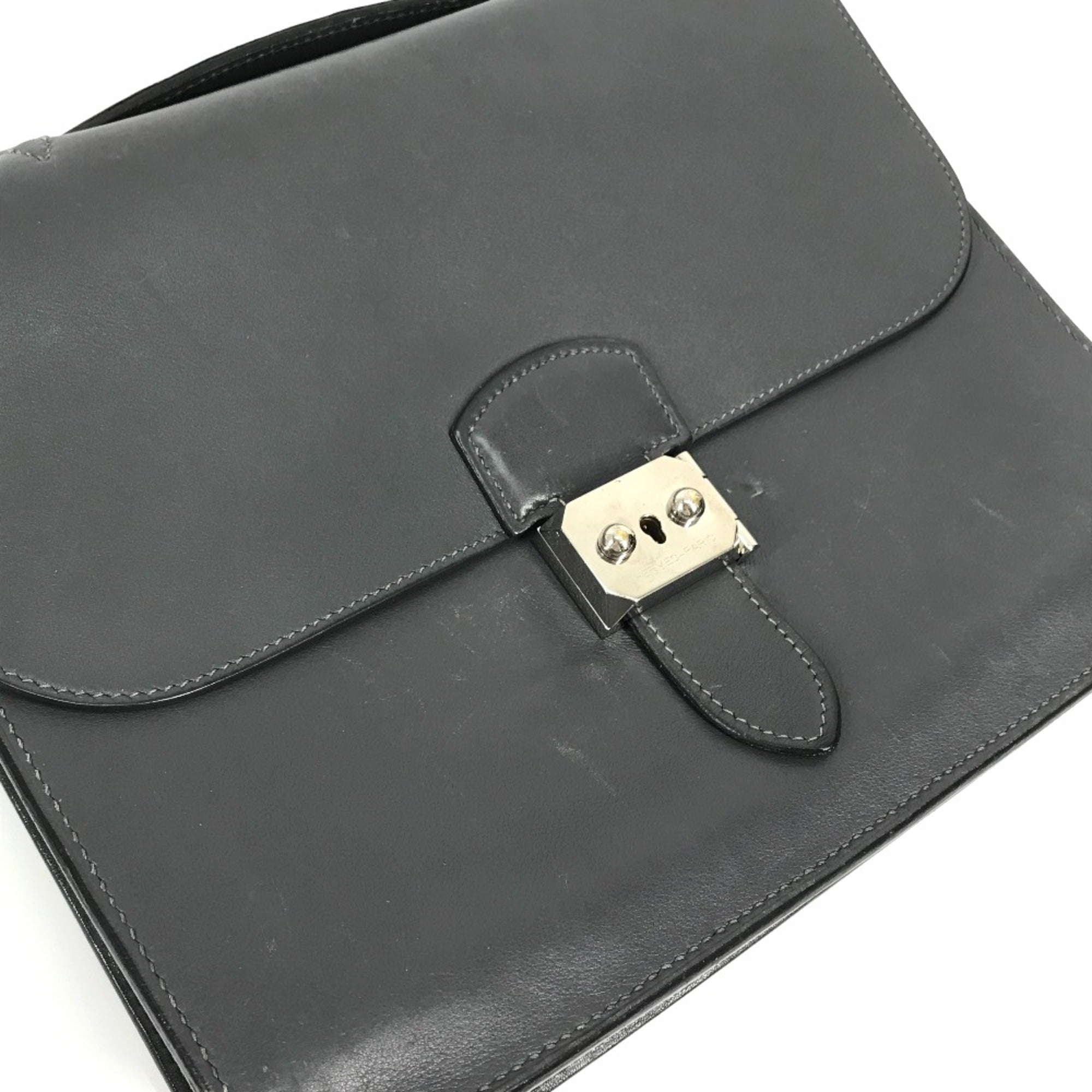 Hermes Gray Leather Briefcase (Pre-Owned)
