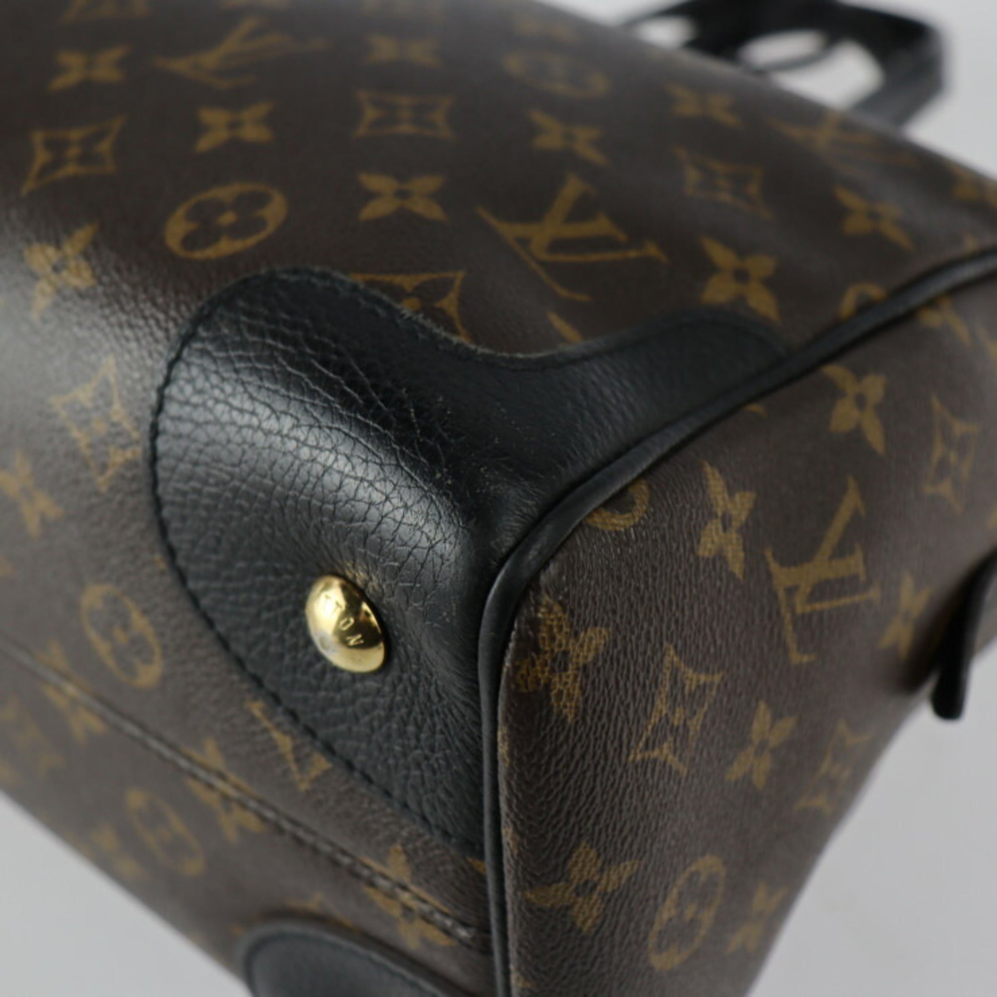 Louis Vuitton Black Brown Monogram Monogram Leather Boston Bag Handbag Shoulder Bag Tote Bag (Pre-Owned)