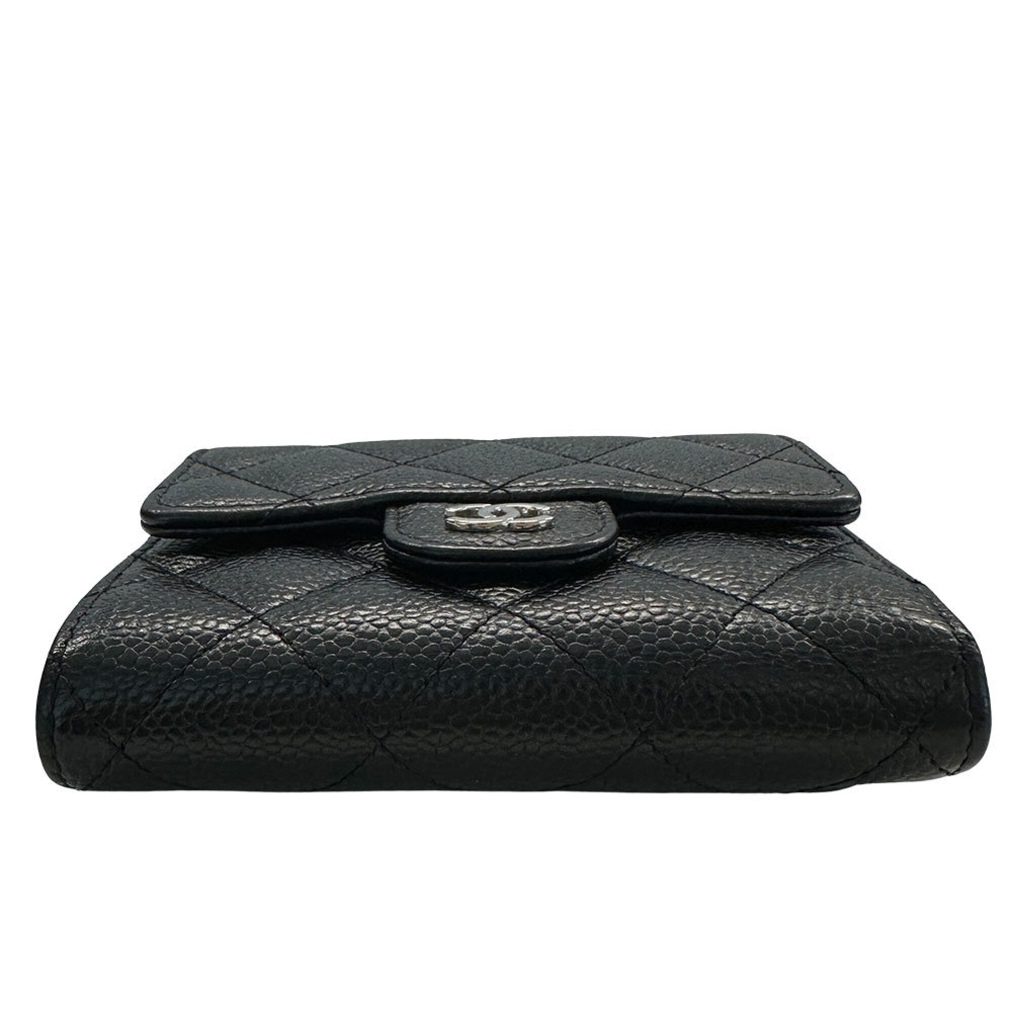 Chanel Black Grained Calfskin Wallet (Bi-Fold) (Pre-Owned)