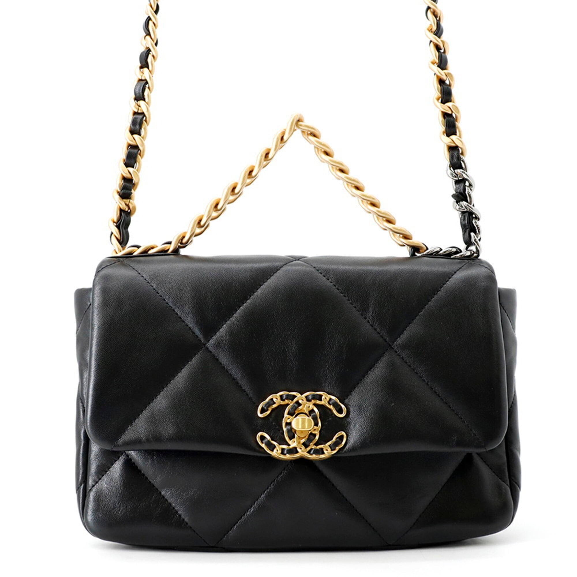 Chanel Matelasse Black Leather Handbag Shoulder Bag (Pre-Owned)