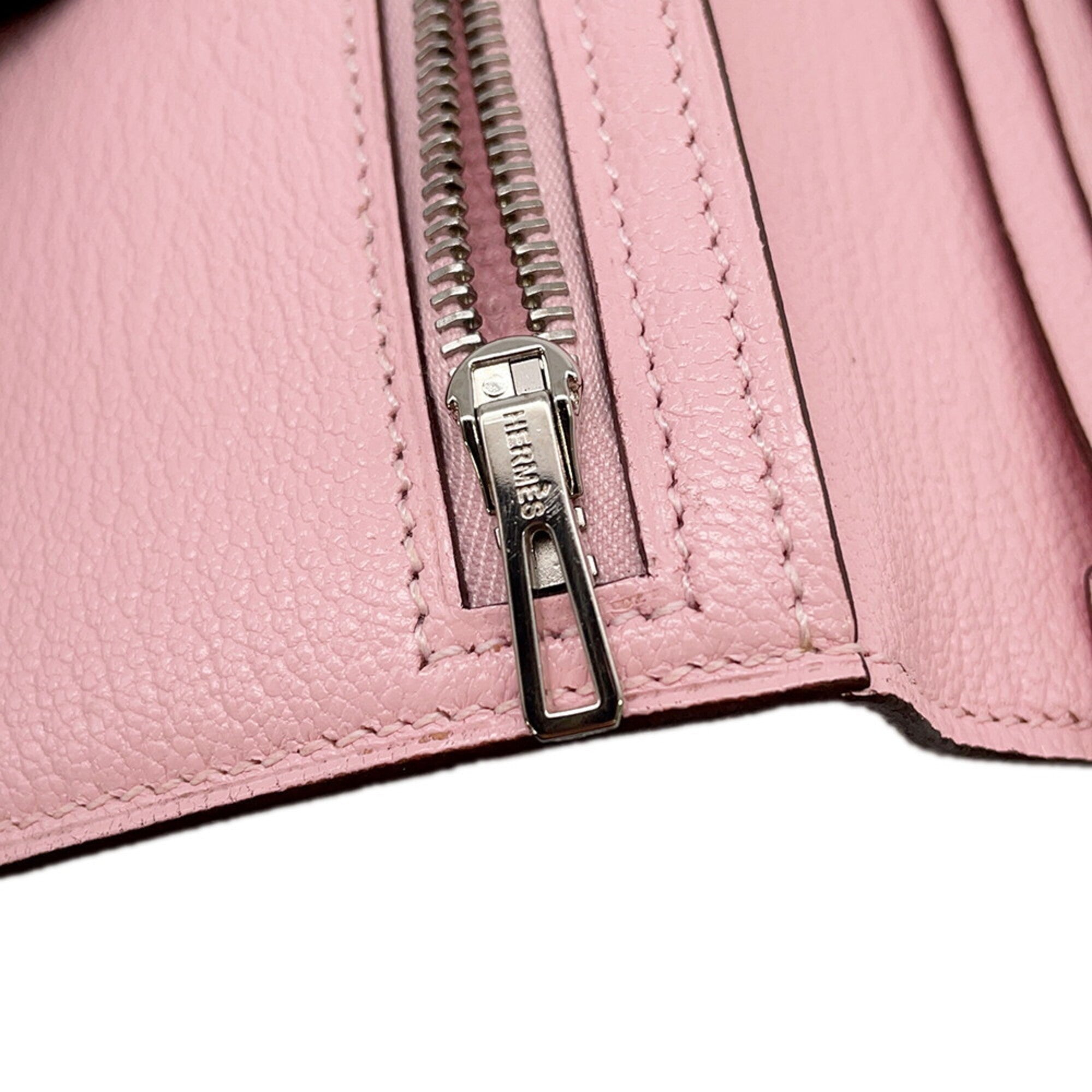Hermes Rose Sakura Chevre Myzore Leather Long Wallet (Bi-Fold) (Pre-Owned)