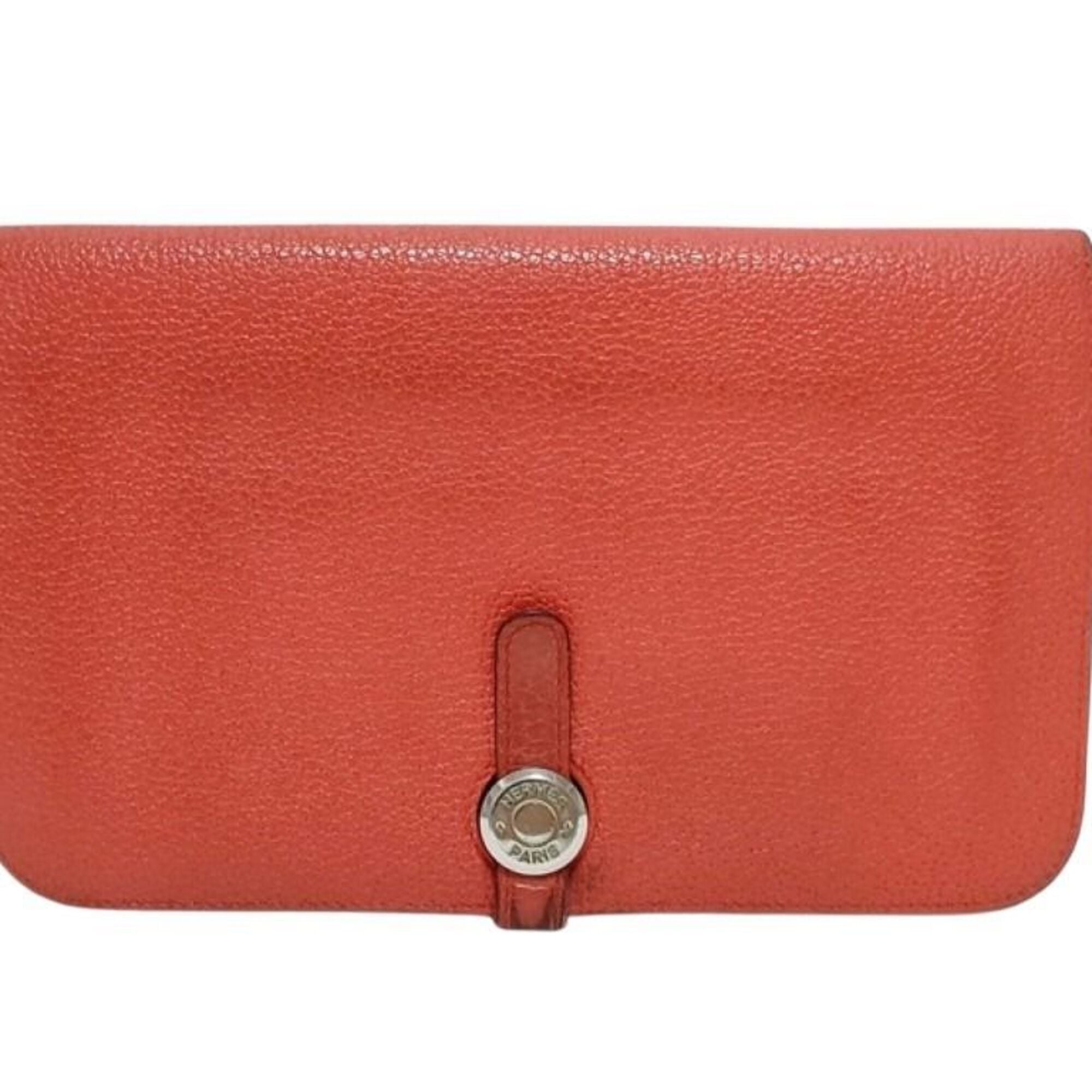 Hermes Dogon Orange Taurillon Clemence Leather Long Wallet (Bi-Fold) (Pre-Owned)