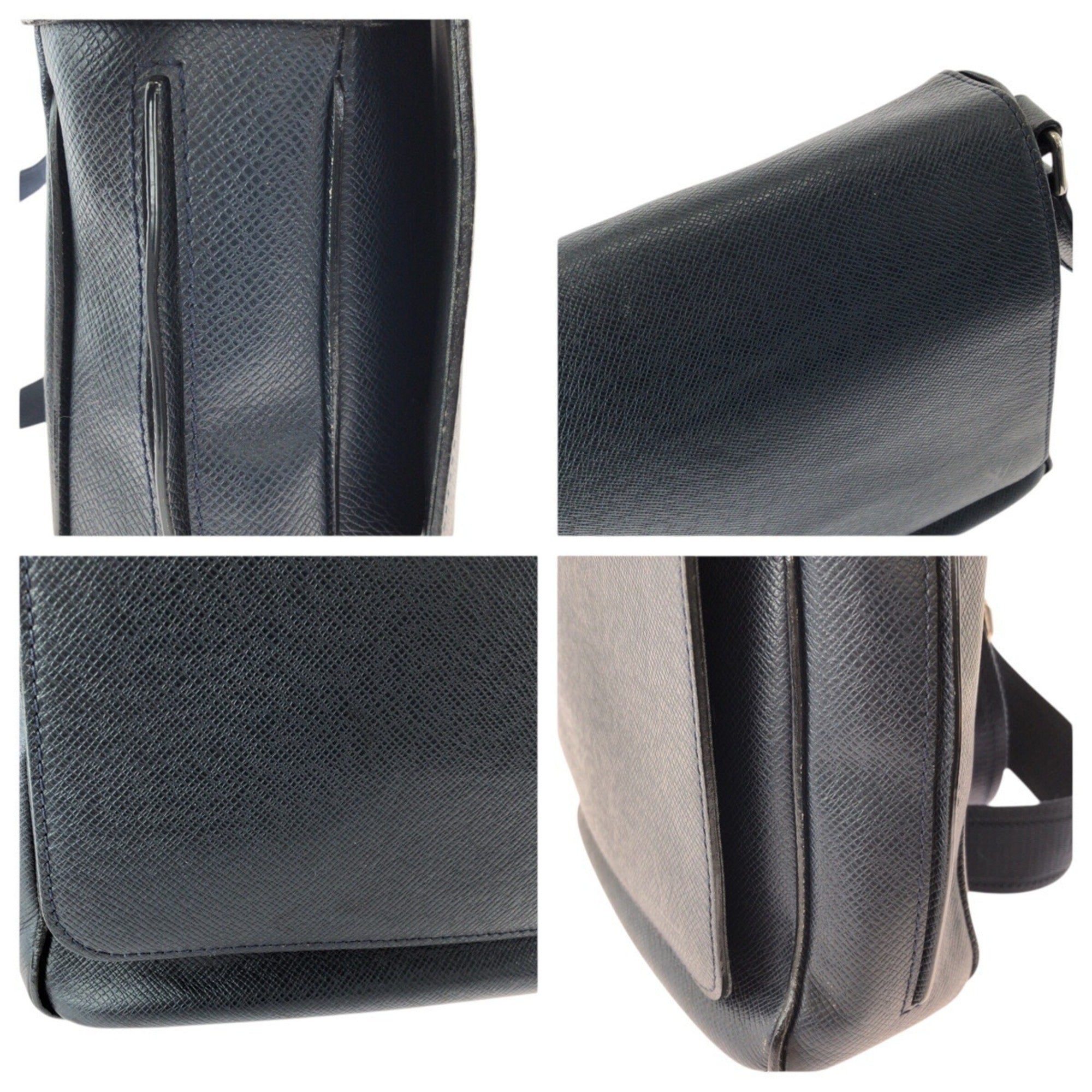 Louis Vuitton Navy Taiga Leather Messenger Bag Shoulder Bag (Pre-Owned)