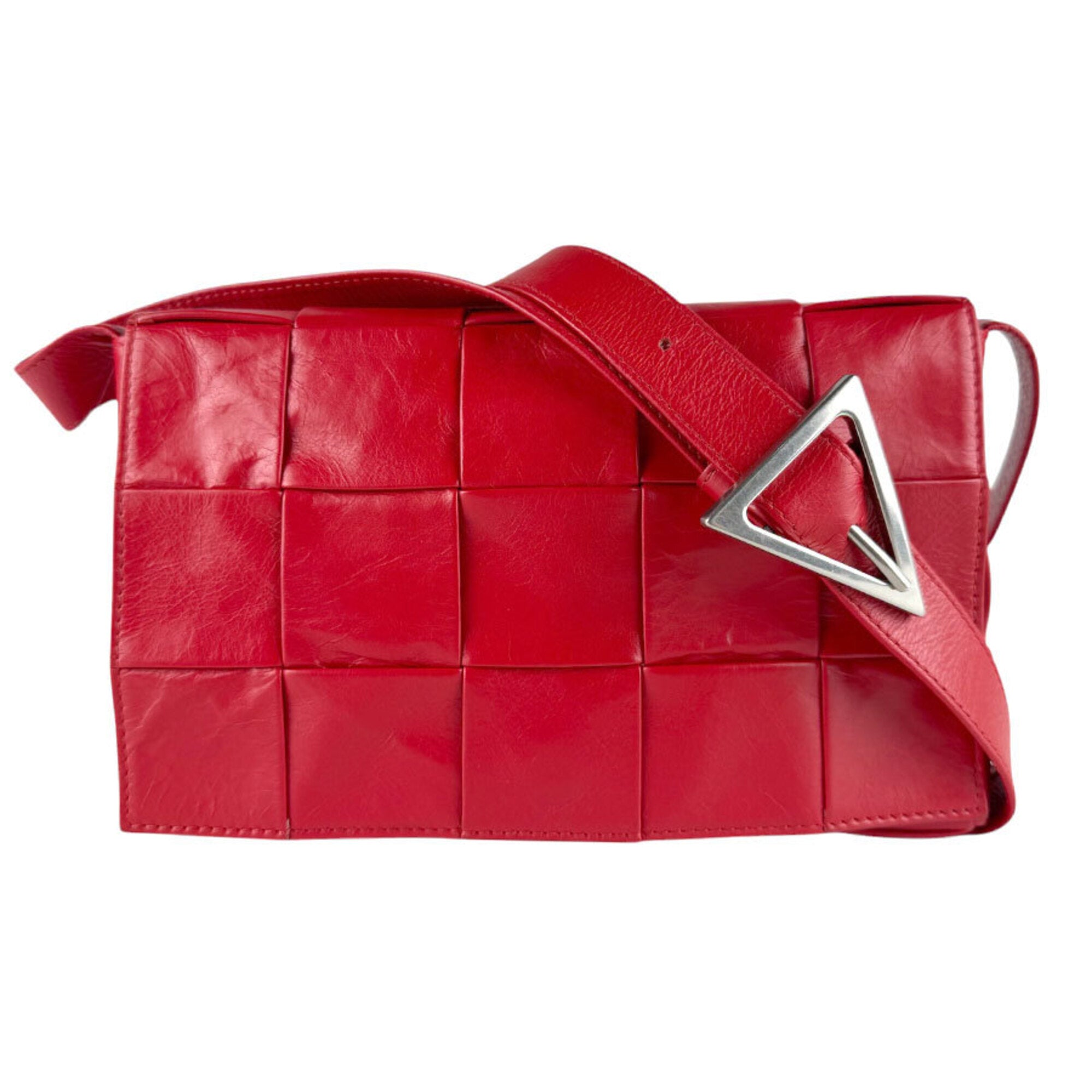 Bottega Veneta Red Color Leather Shoulder Bag (Pre-Owned)