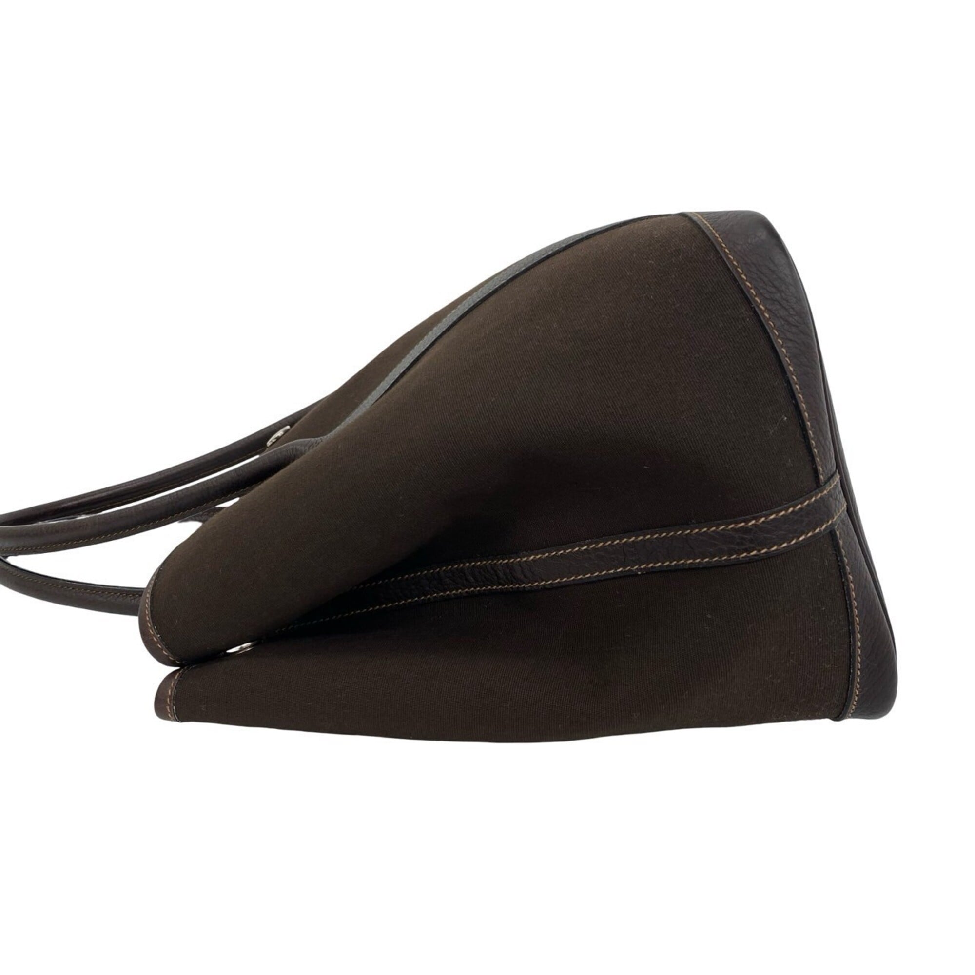 Hermes Brown Toile H Buffalo Leather Handbag (Pre-Owned)