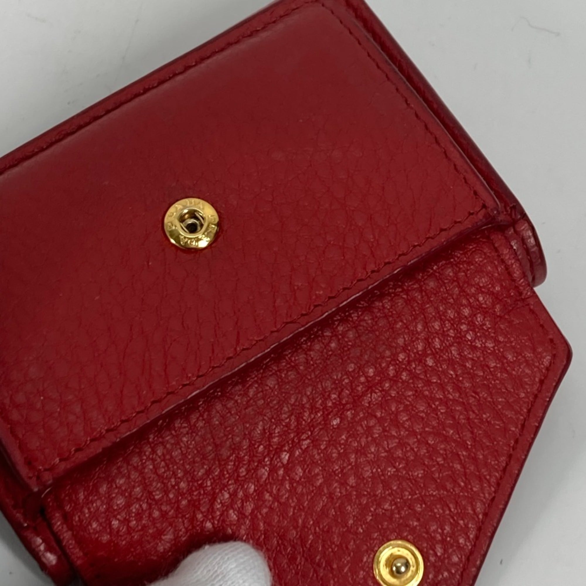 Prada Red Leather Wallet (Tri-Fold) (Pre-Owned)