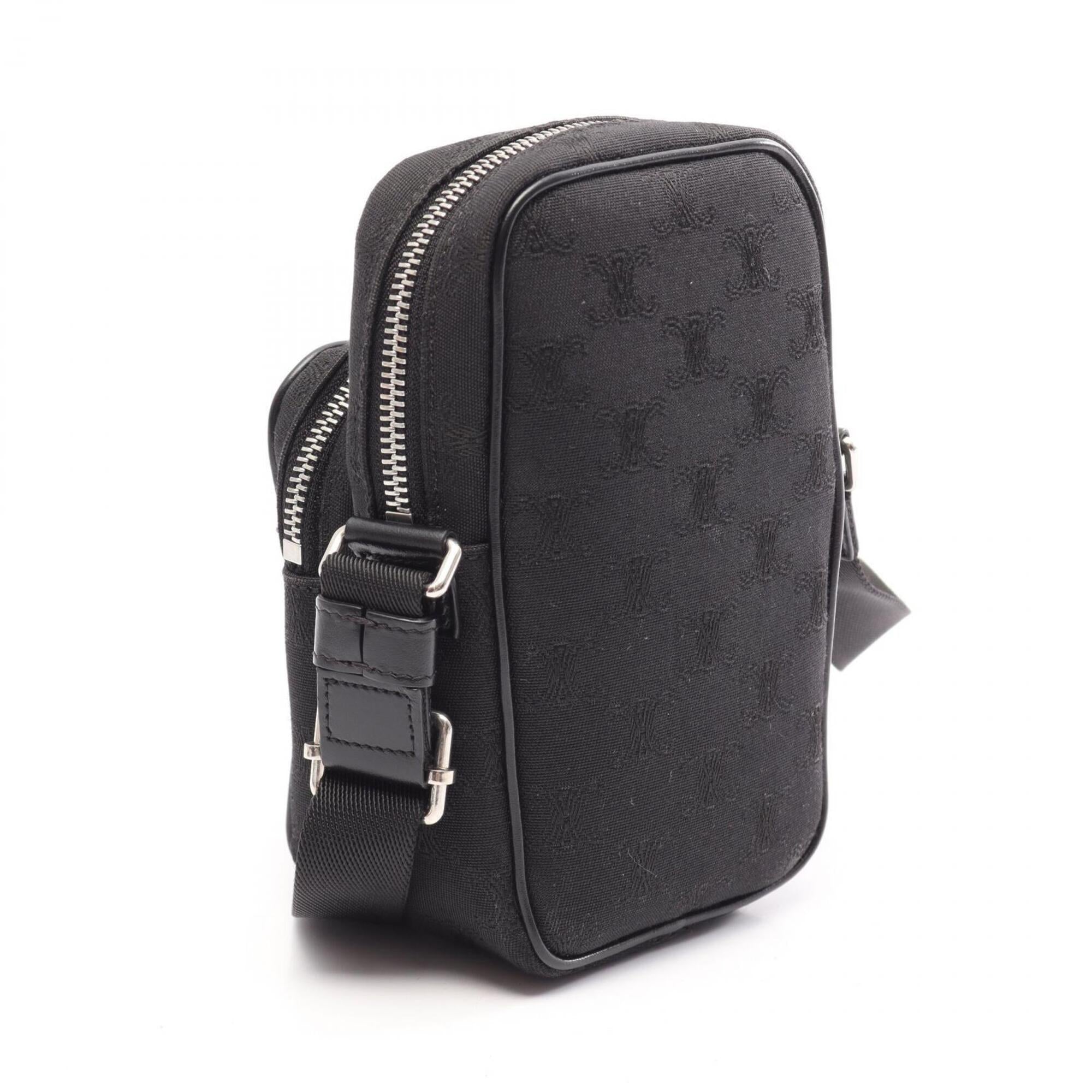 Celine Black Canvas Leather Messenger Bag Shoulder Bag (Pre-Owned)