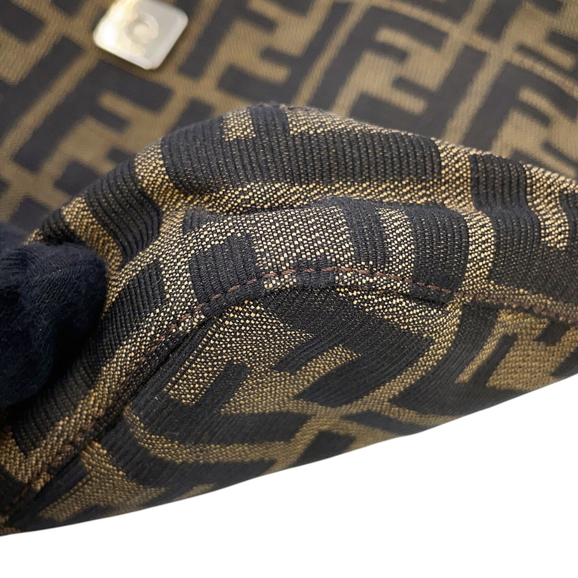 Fendi Zucca Brown Canvas Handbag Shoulder Bag (Pre-Owned)