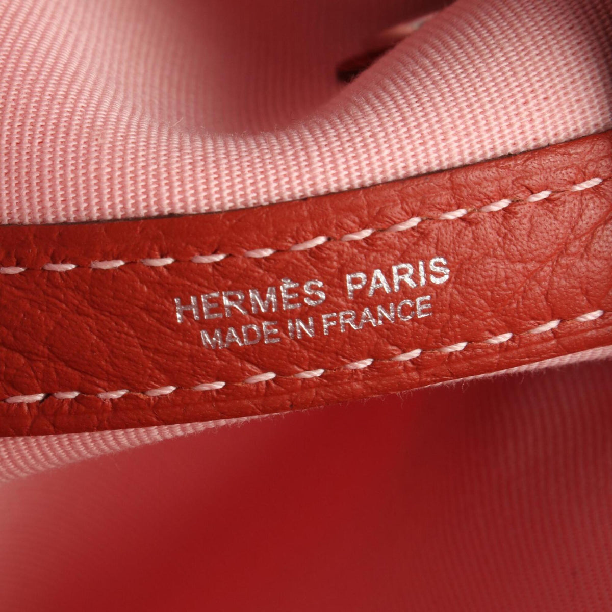 Hermes Pink Red Color Canvas Toile Officier Handbag Tote Bag (Pre-Owned)