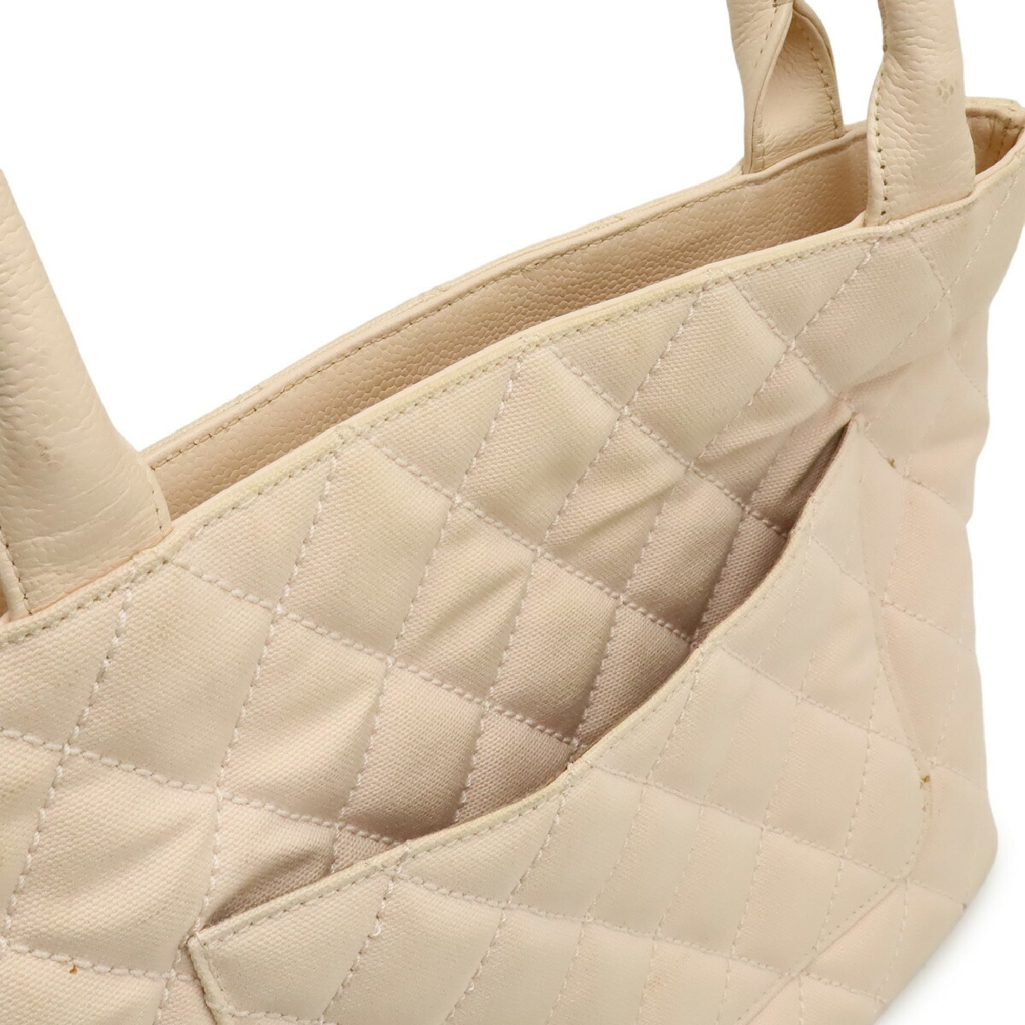 Chanel Matelasse Pink Canvas Leather Shoulder Bag Tote Bag (Pre-Owned)