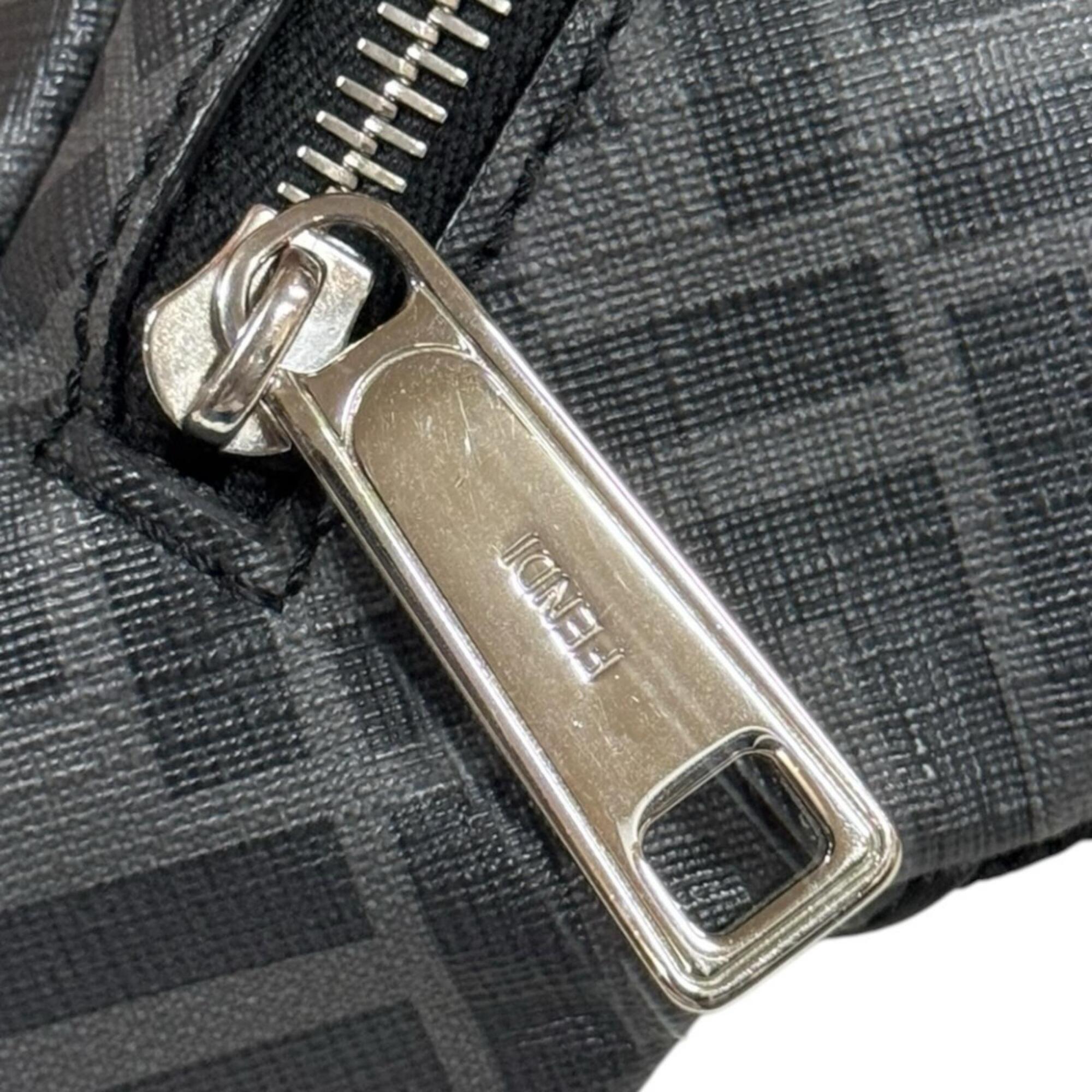 Fendi Zucca Black Gray Pvc Leather Fanny Pack (Pre-Owned)