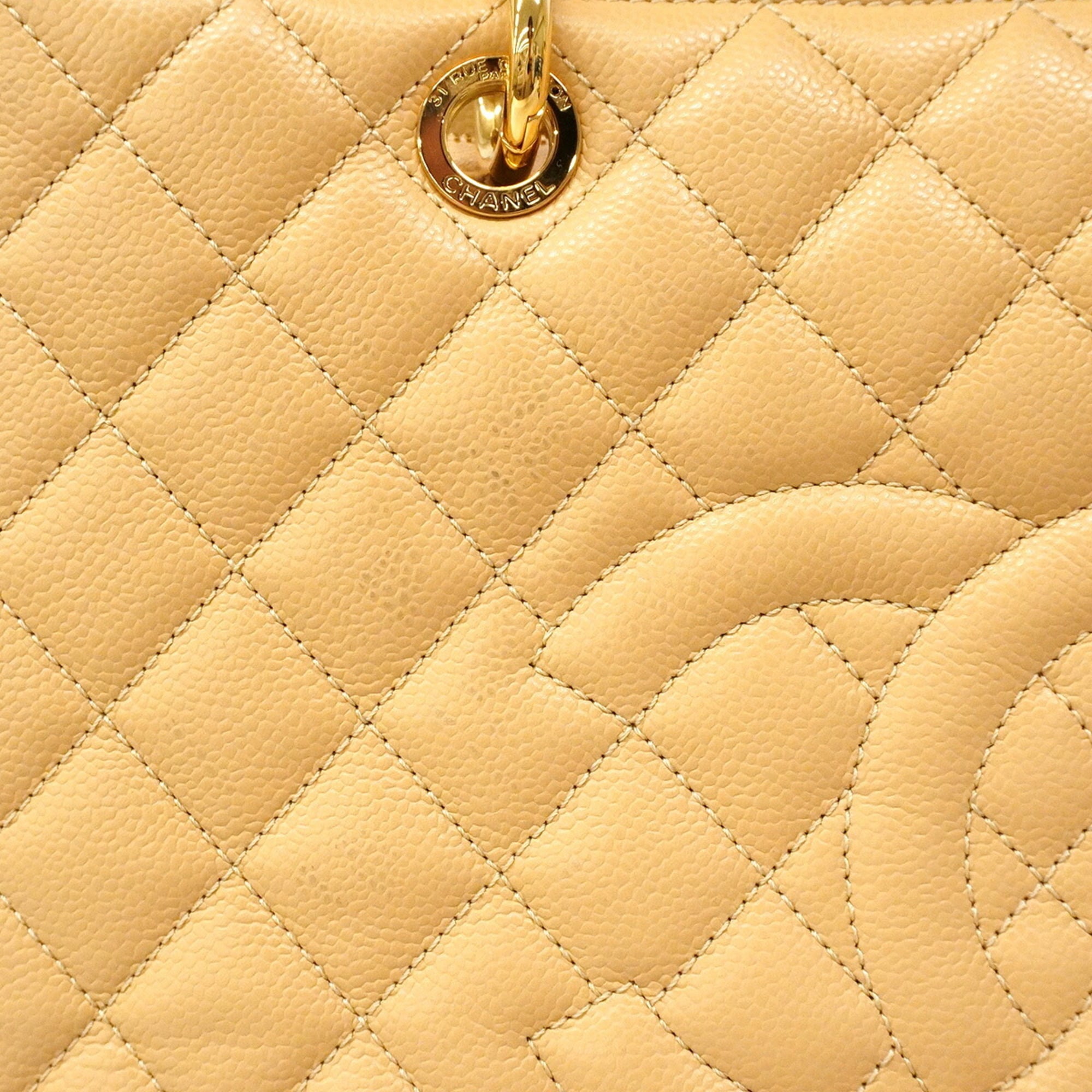 Chanel Beige Grained Calfskin Tote Bag (Pre-Owned)