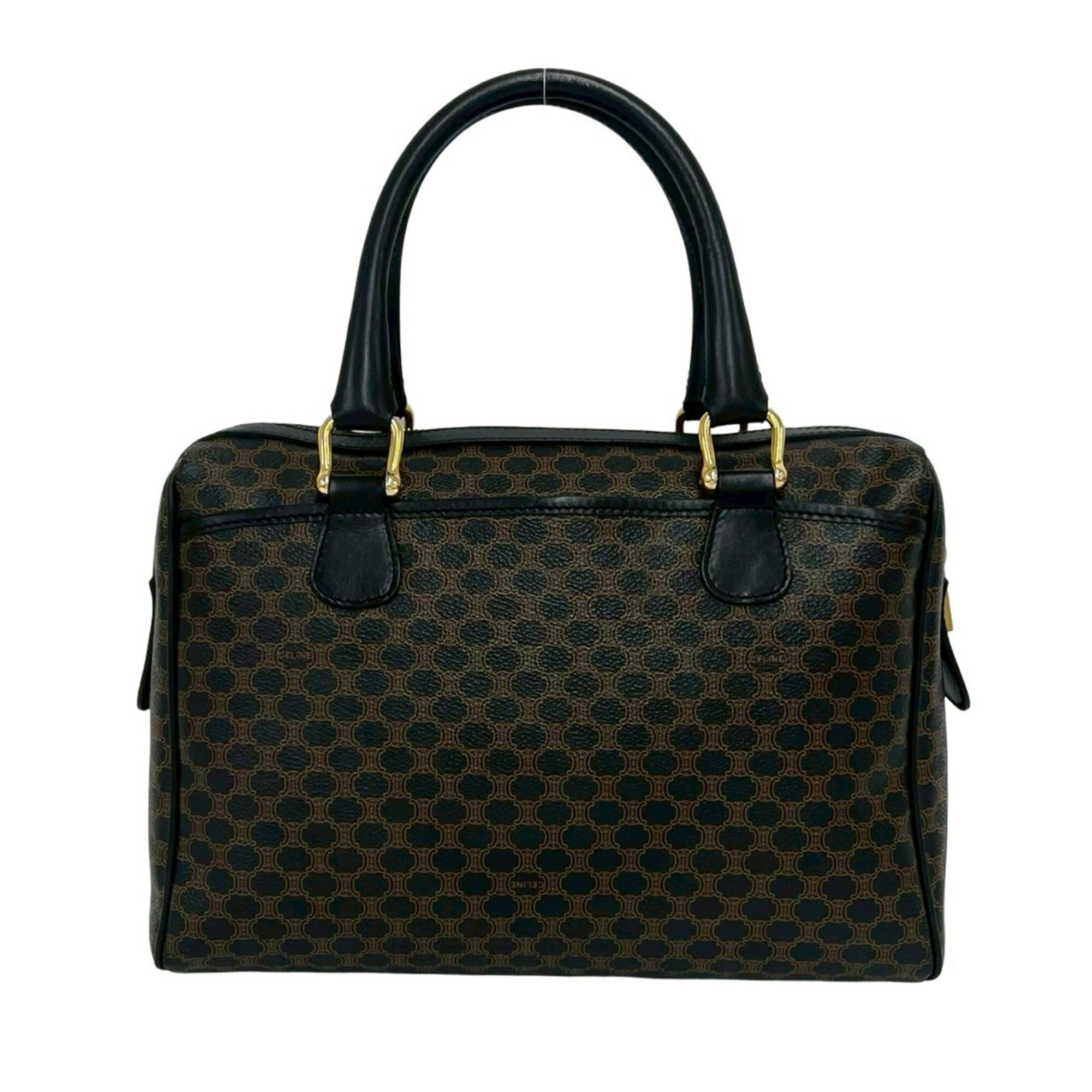 Celine Black Brown Pvc Leather Boston Bag Handbag (Pre-Owned)